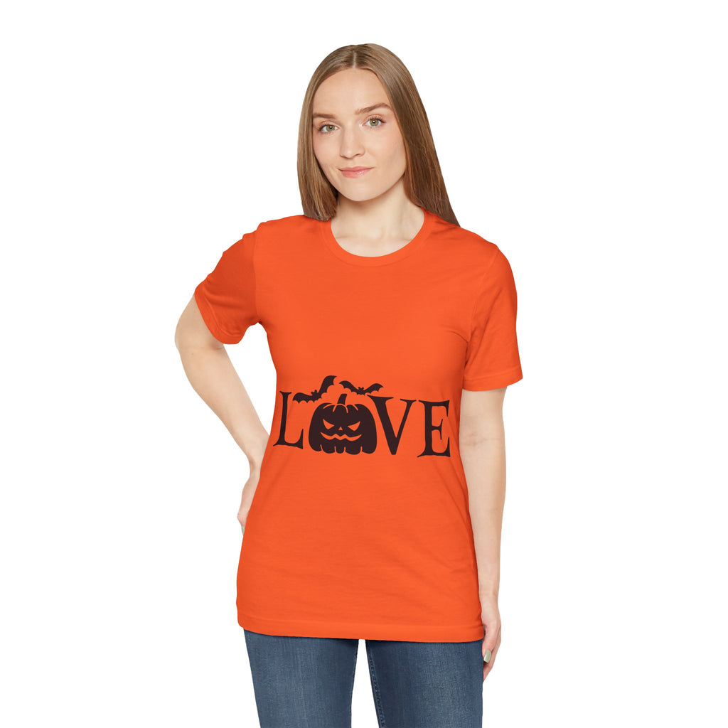Halloween Love T-Shirt - Jack-o'-Lantern & Bats Graphic Tee