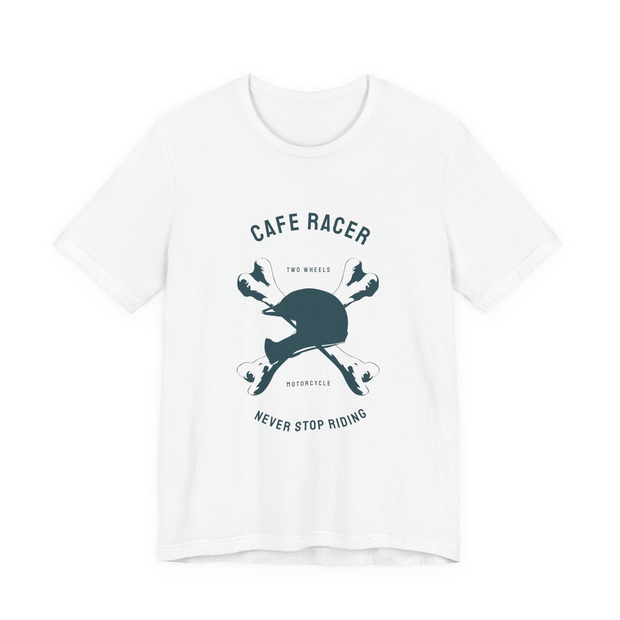 Cafe Racer Helmet Tee — "Never Stop Riding" Motorcycle T‑Shirt