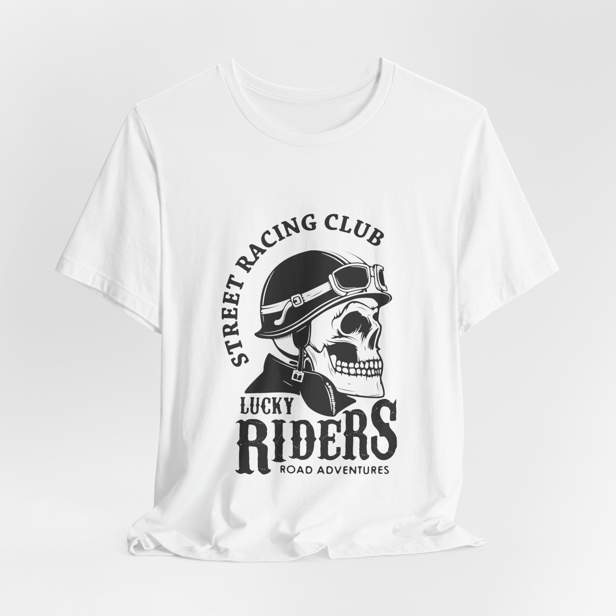 Riders Skull Tee — "Lucky Riders" Street Racing Club Motorcycle T‑Shirt