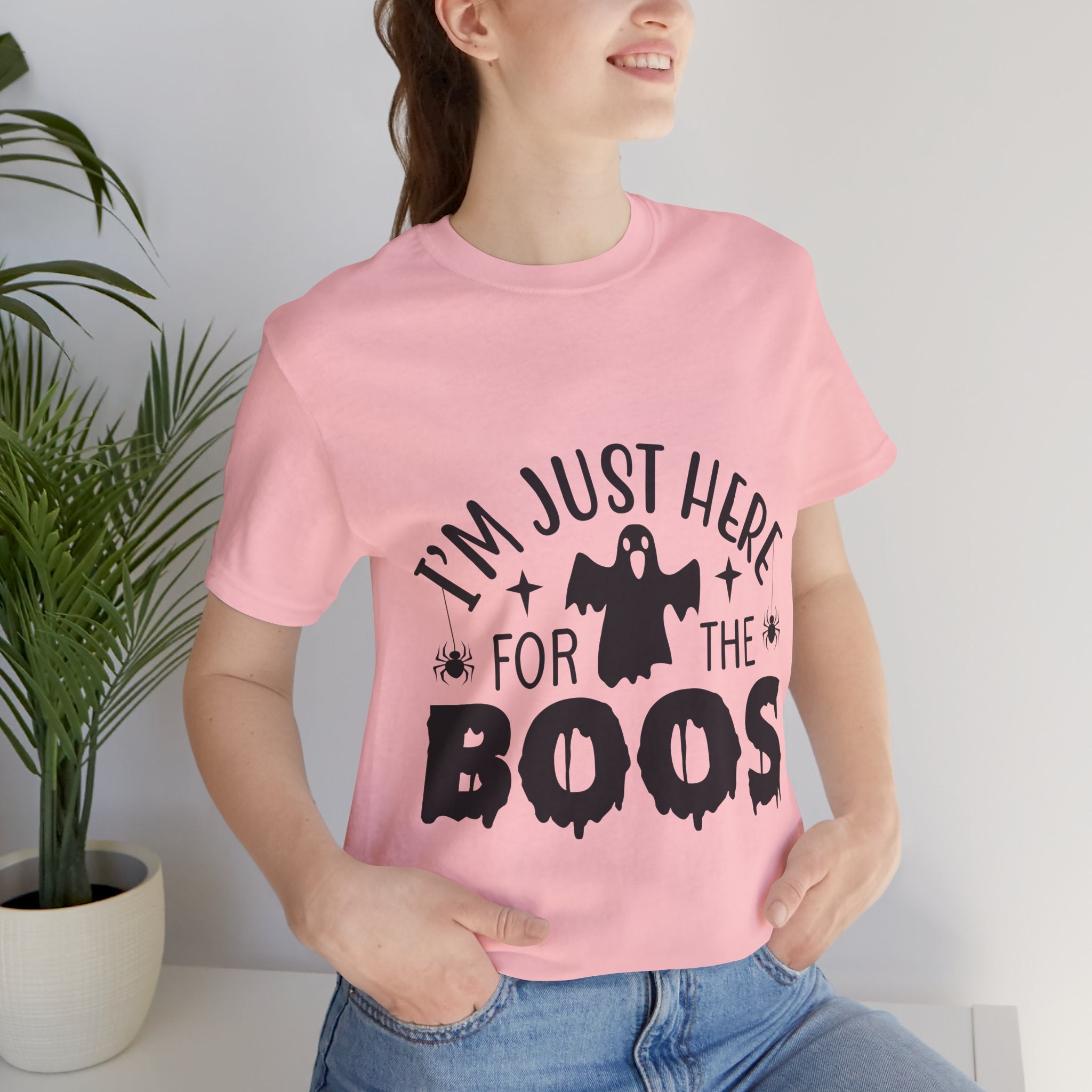 Halloween Tee - "I'm Just Here For The Boos" Ghost Shirt