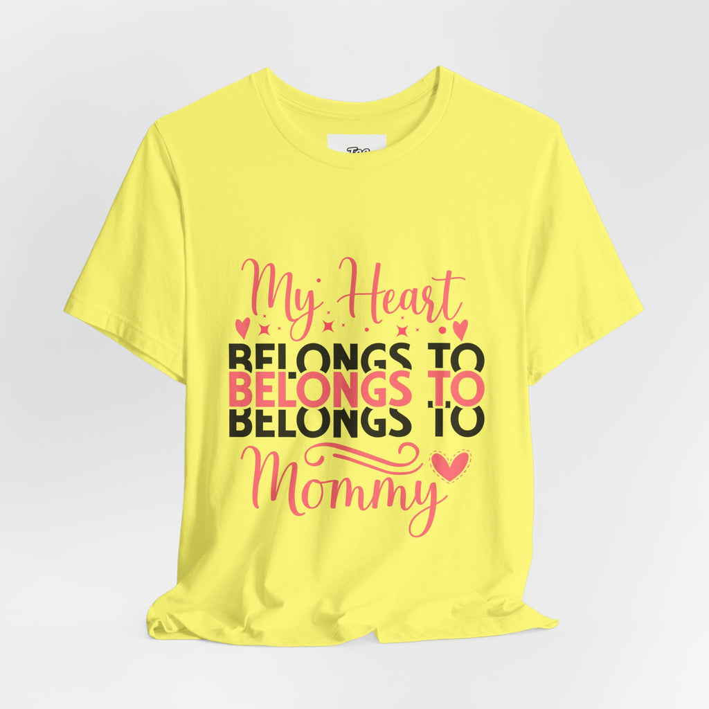 Mommy Valentine T-Shirt – "My Heart Belongs to Mommy" Pink & Black Kid Tee