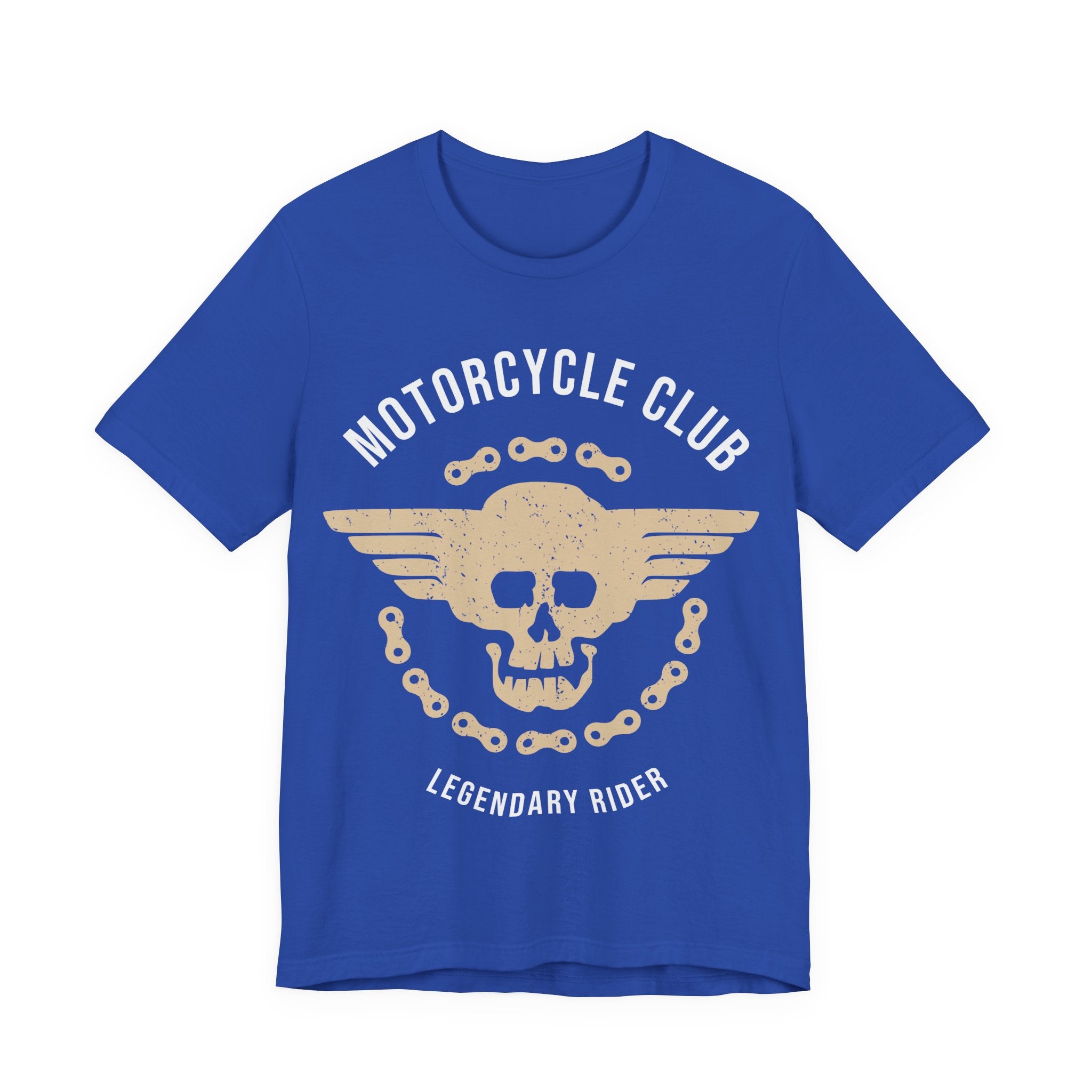 Motorcycle Club Tee — "Legendary Rider" Skull & Chain Graphic Shirt