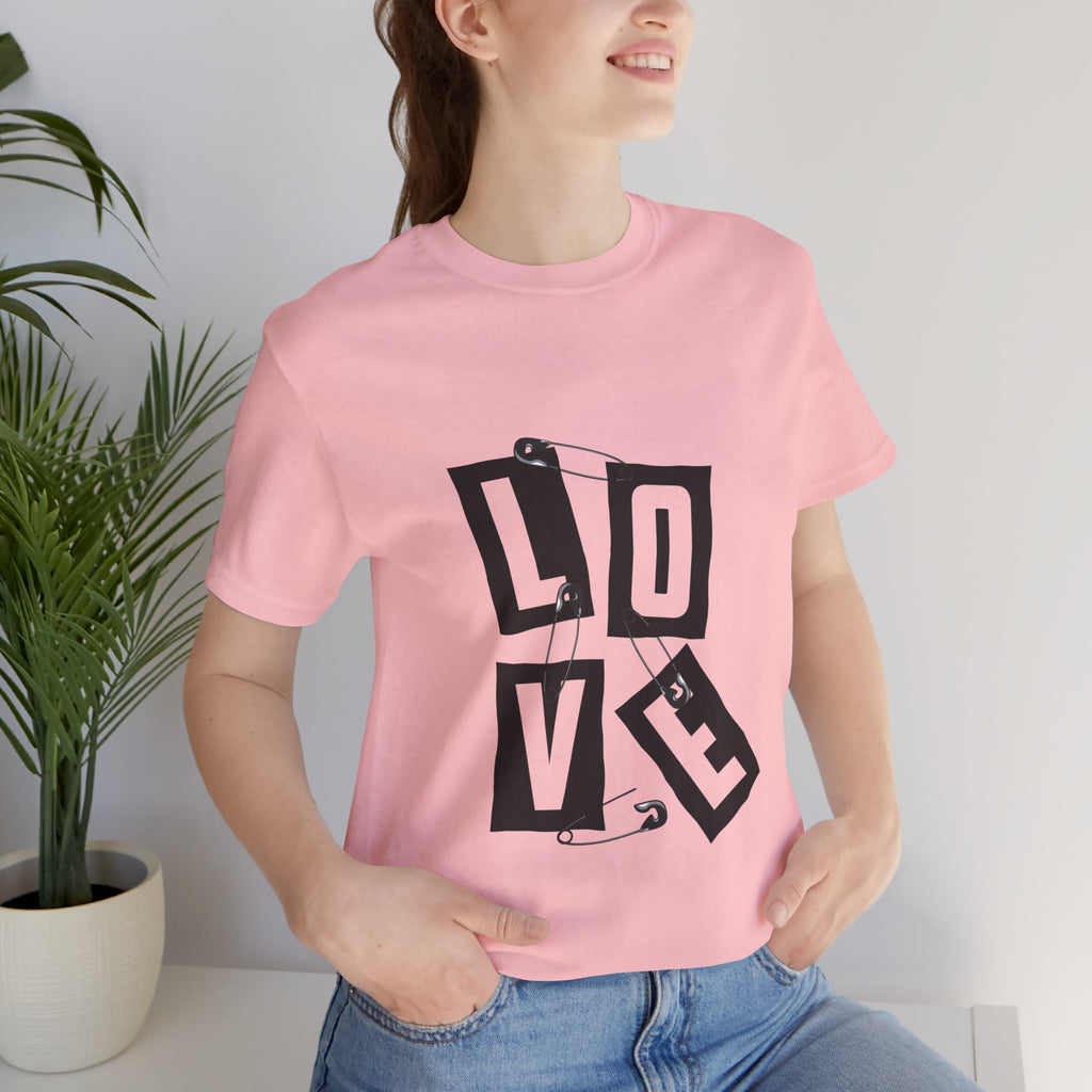 LOVE Safety Pin Graphic Tee — Punk Rock Vintage Valentine T‑Shirt