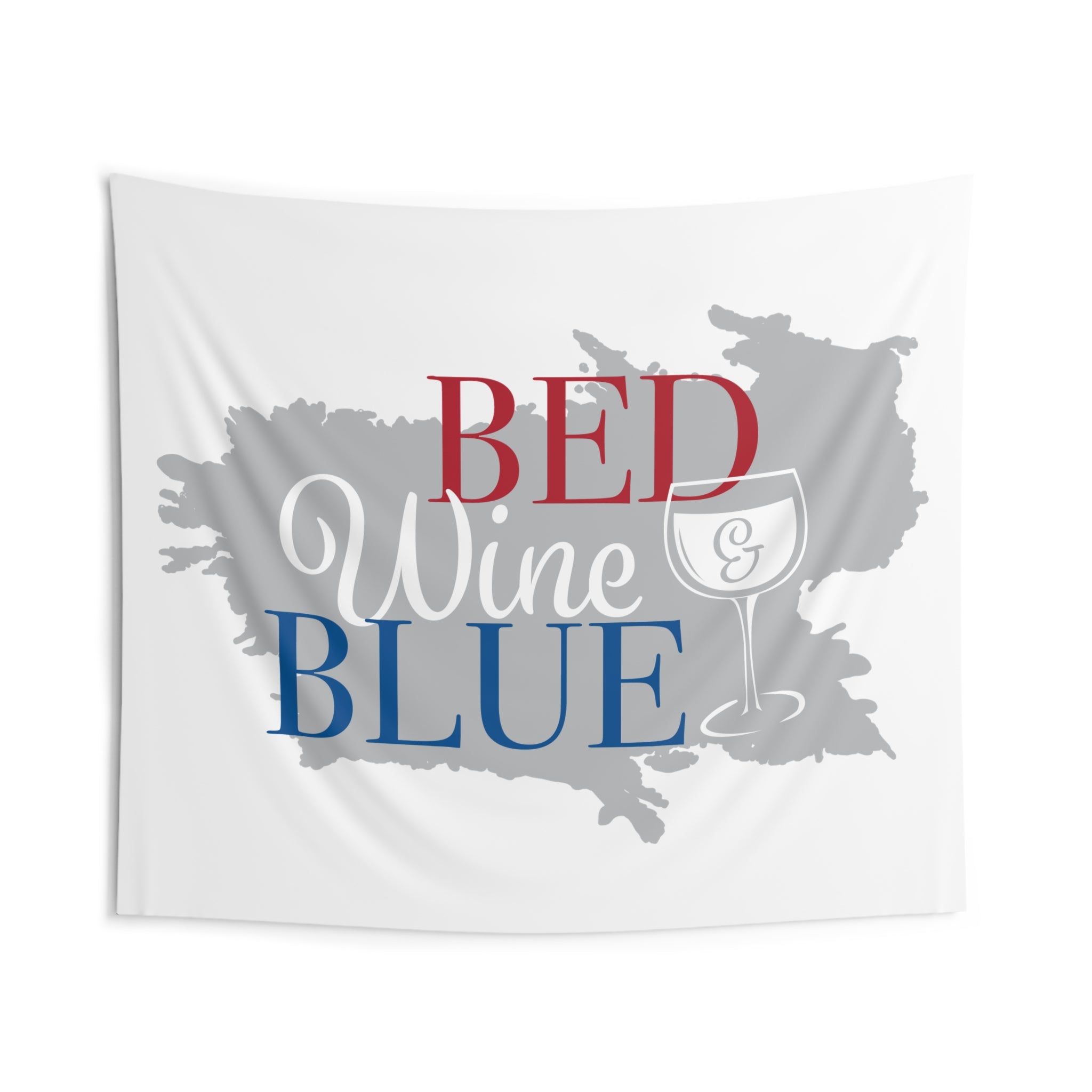 Bed Wine & Blue Tapestry — Patriotic Wine Lover Wall Decor