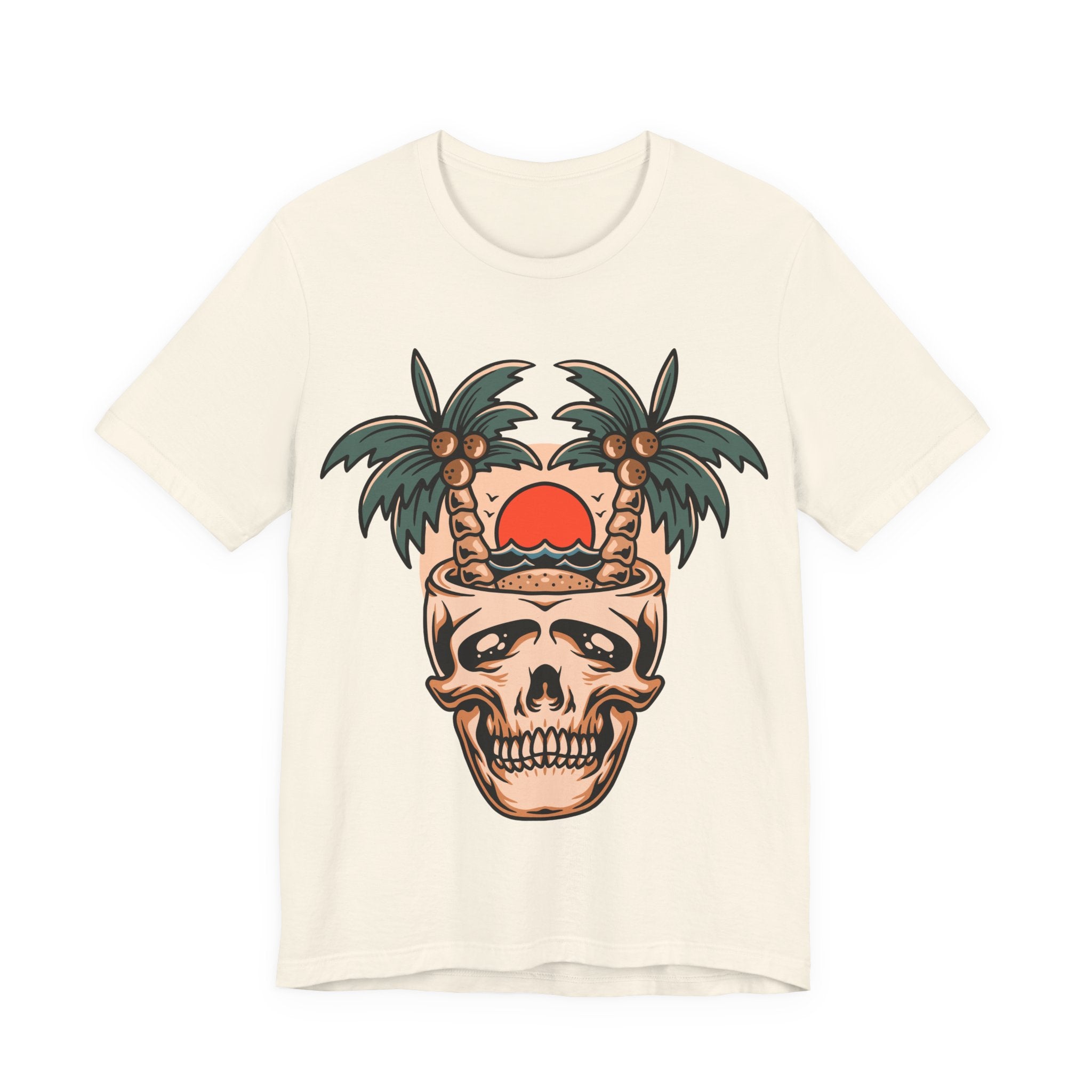 Skull Island Tee — Palm Tree Sunset Skull Graphic T-Shirt