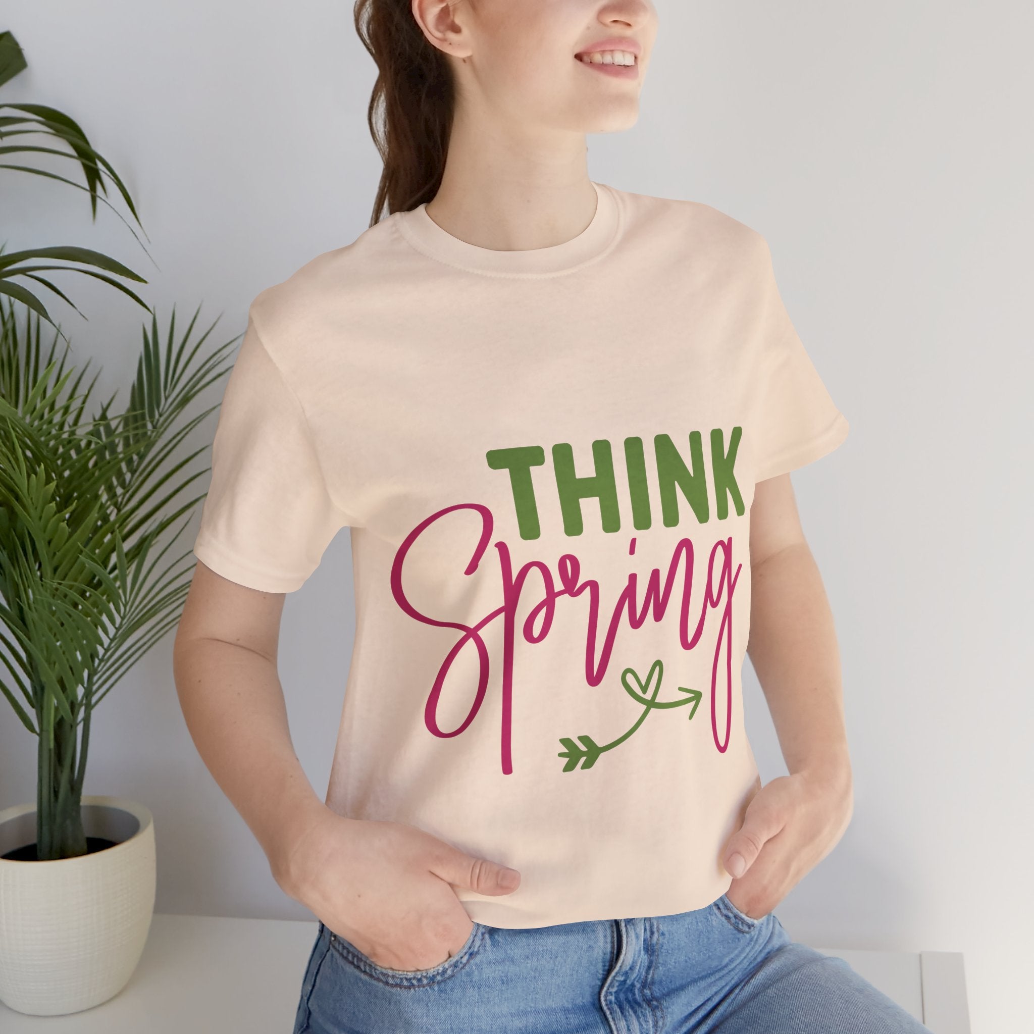 Think Spring T-Shirt — Floral Script Springtime Tee