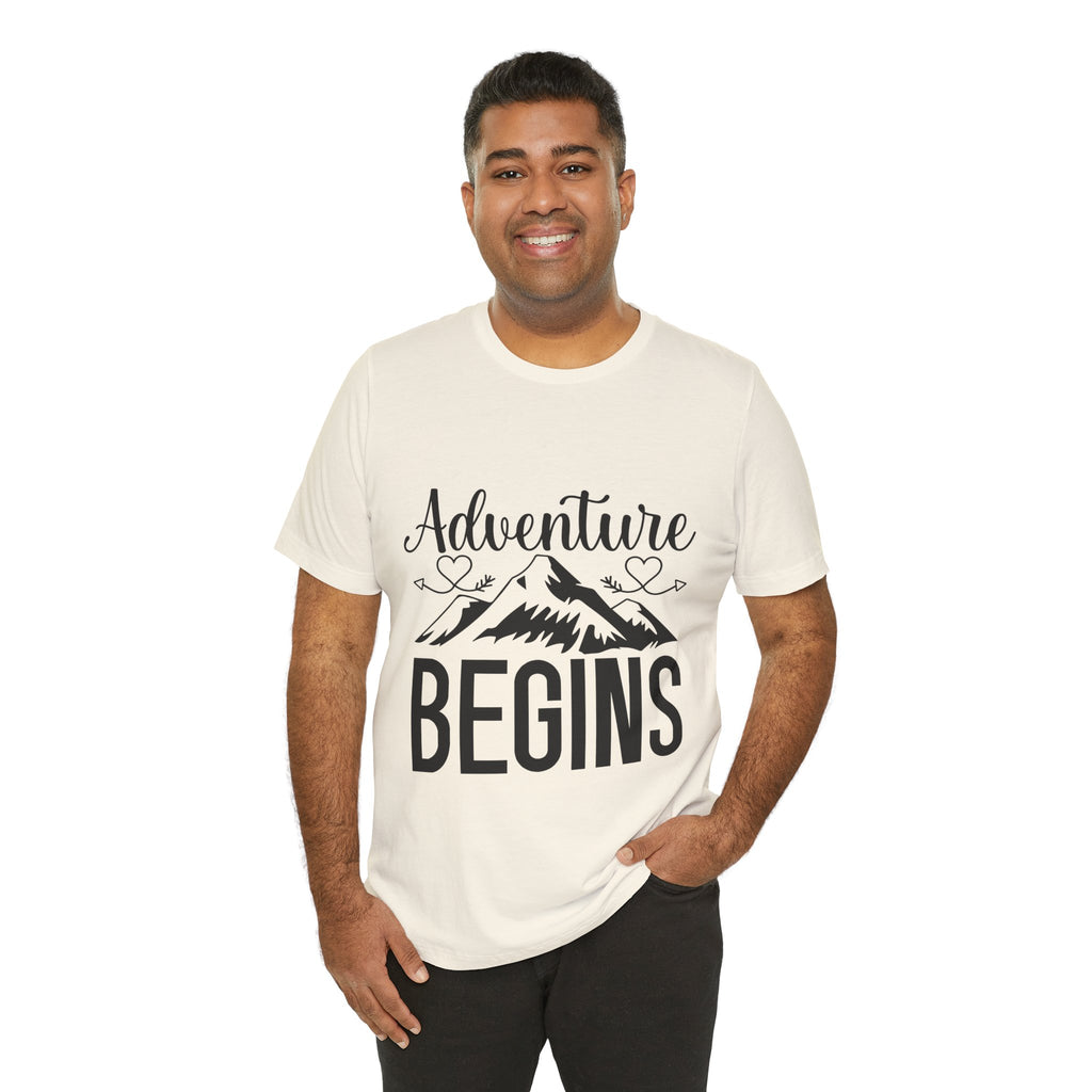 Adventure Begins Tee — Mountain Travel Graphic T-Shirt