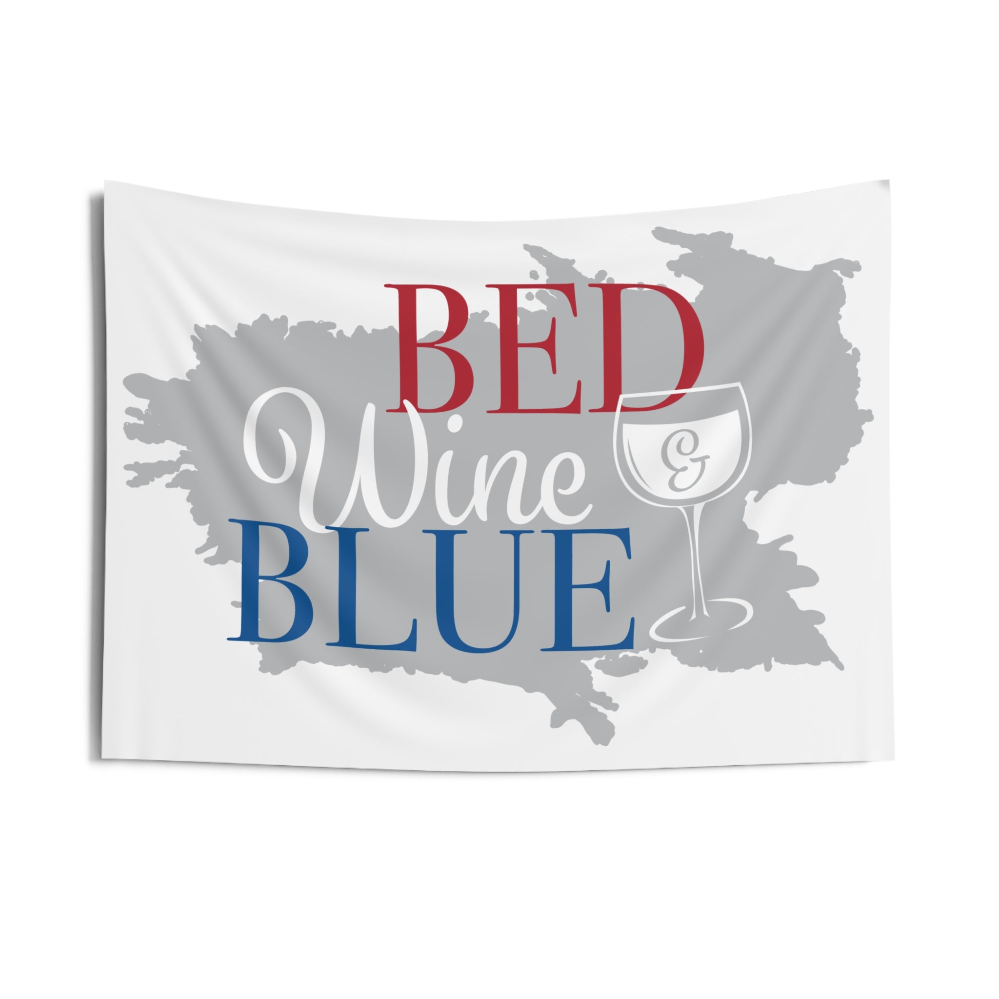 Bed Wine & Blue Tapestry — Patriotic Wine Lover Wall Decor