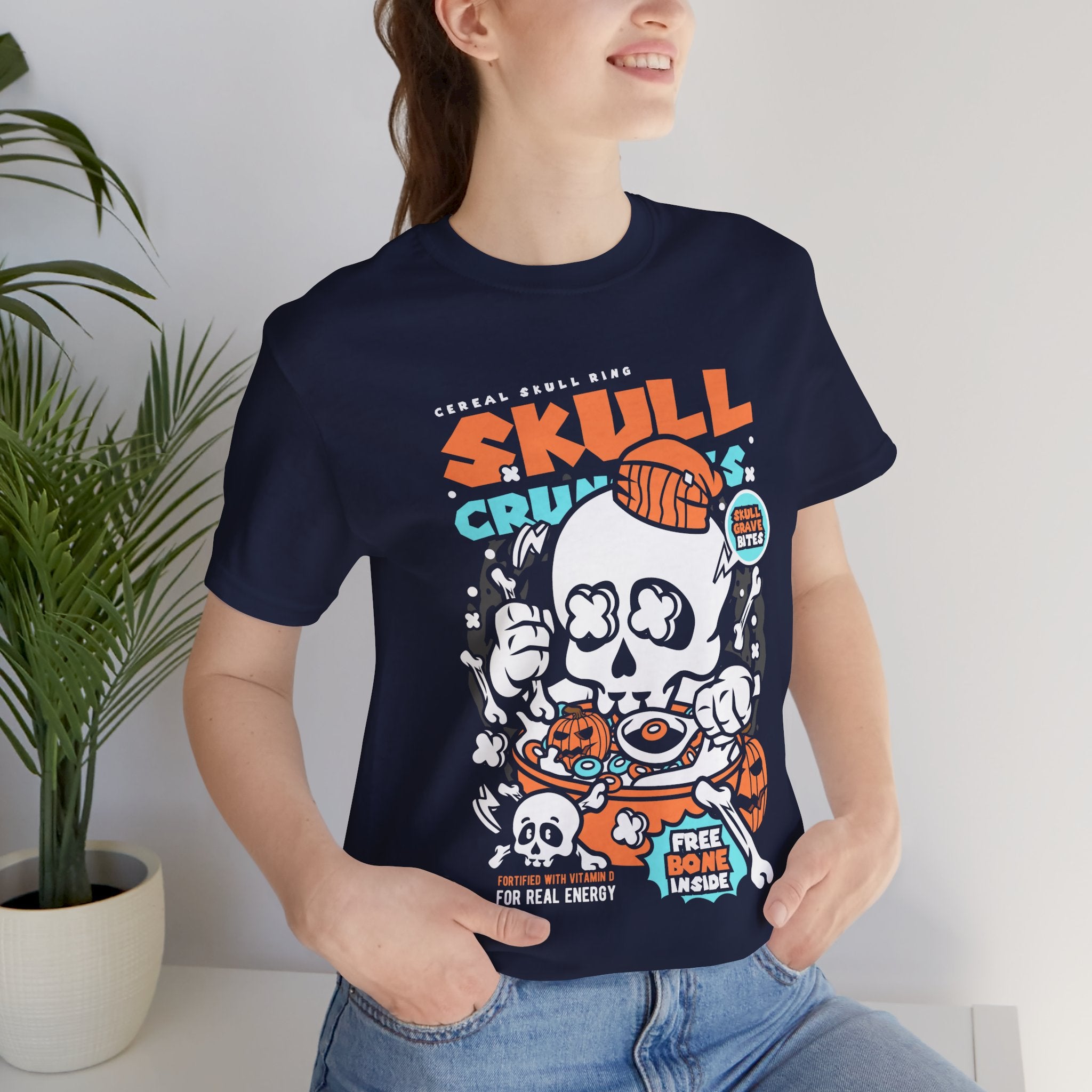 Skull Crunch Cereal Graphic Tee — Halloween Skull Breakfast T-Shirt