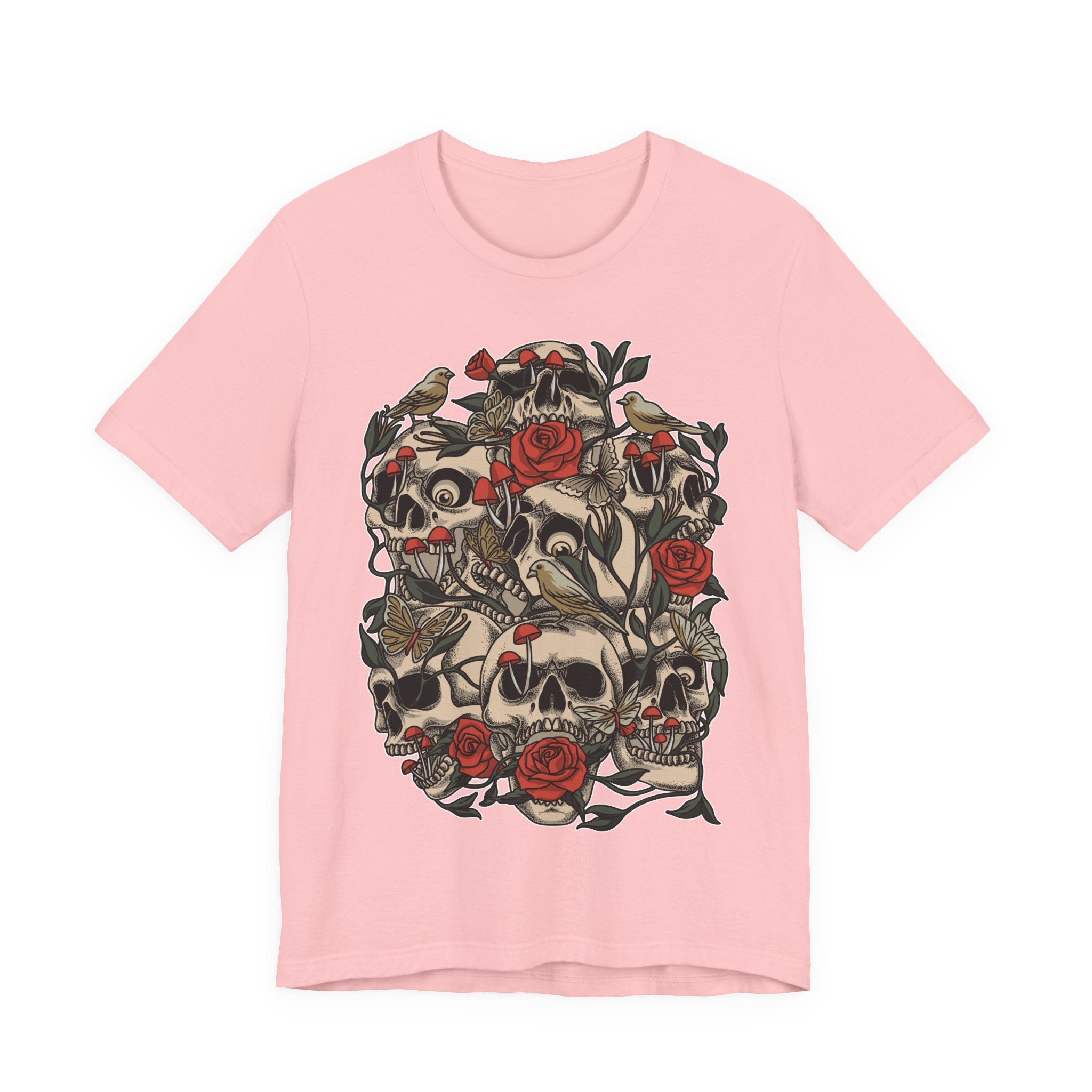Skull & Roses Graphic Tee — Gothic Floral Skull T-Shirt