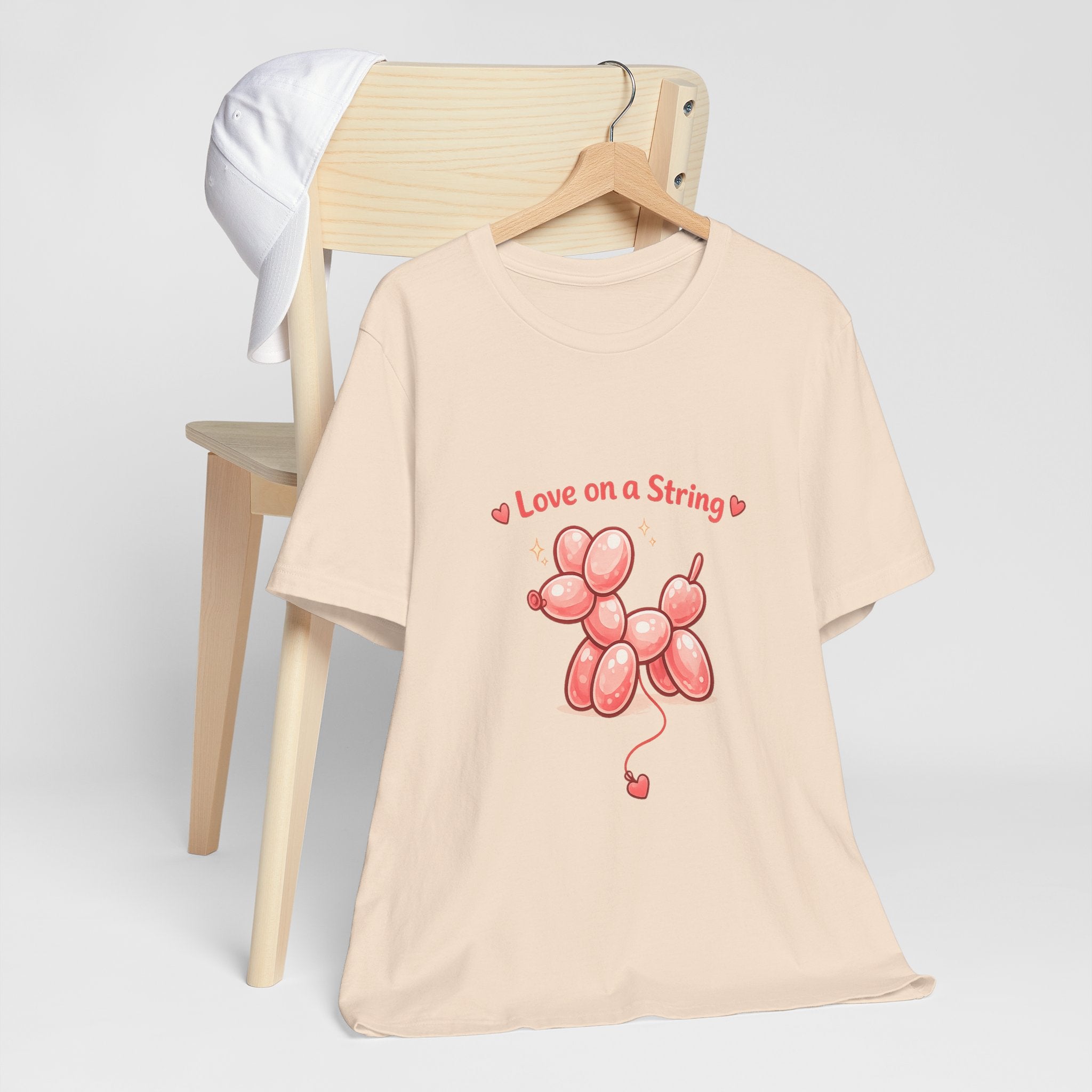 T-Shirt — "Love on a String" Pink Balloon Dog Valentine Tee