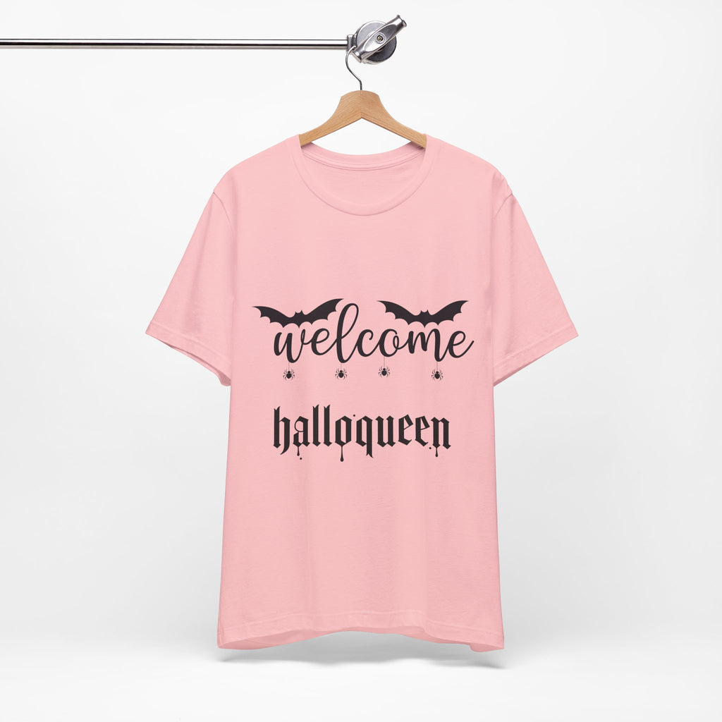 Welcome HalloQueen T‑Shirt — Halloween Bat Graphic Tee