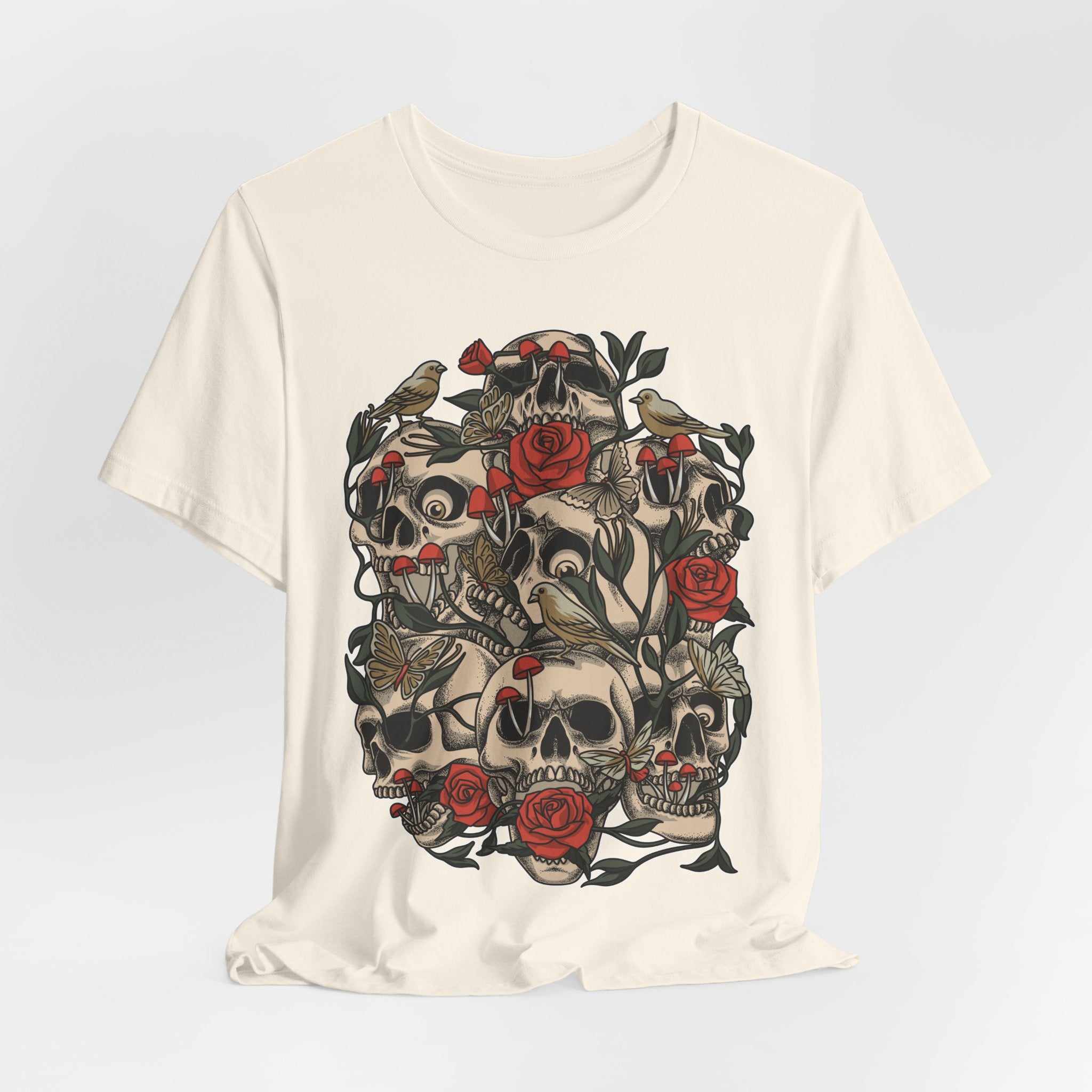 Skull & Roses Graphic Tee — Gothic Floral Skull T-Shirt