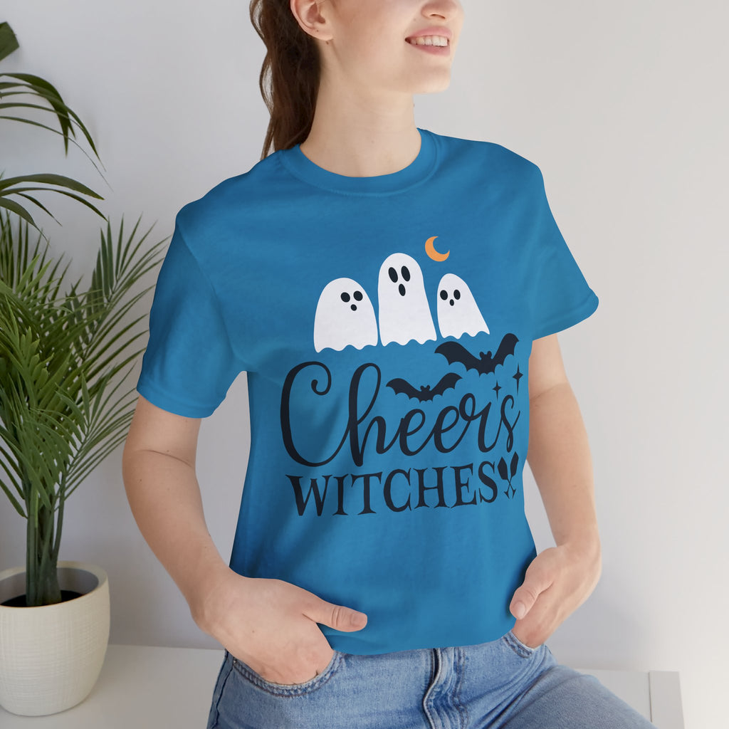 Cheers Witches Halloween Tee — Cute Ghosts, Bats & Party Slogan