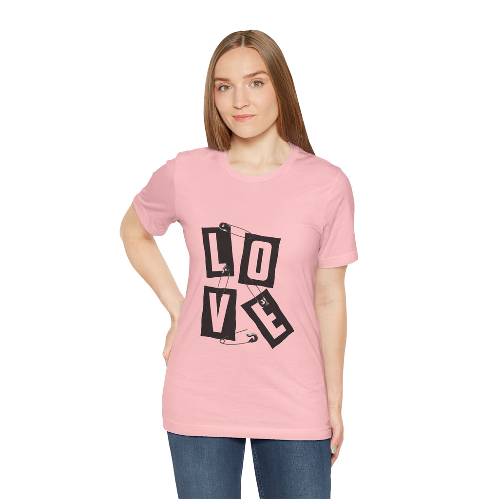 LOVE Safety Pin Graphic Tee — Punk Rock Vintage Valentine T‑Shirt
