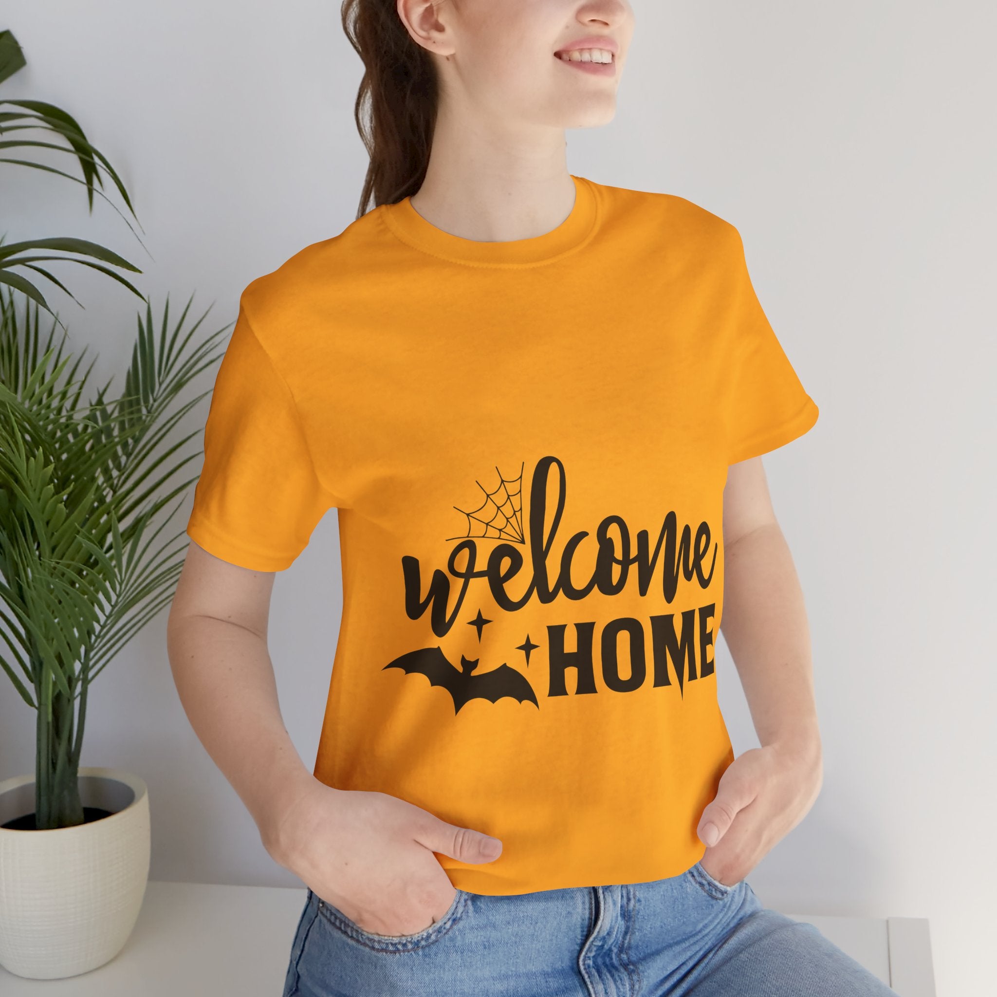Welcome Home Halloween T-Shirt — Bat & Spiderweb Spooky Tee