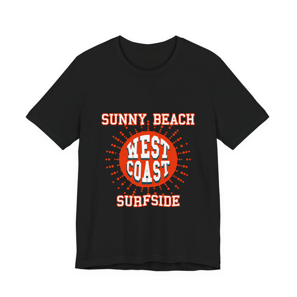 West Coast Sunny Beach Tee — "Sunny Beach West Coast Surfside" Retro Surf T-Shirt