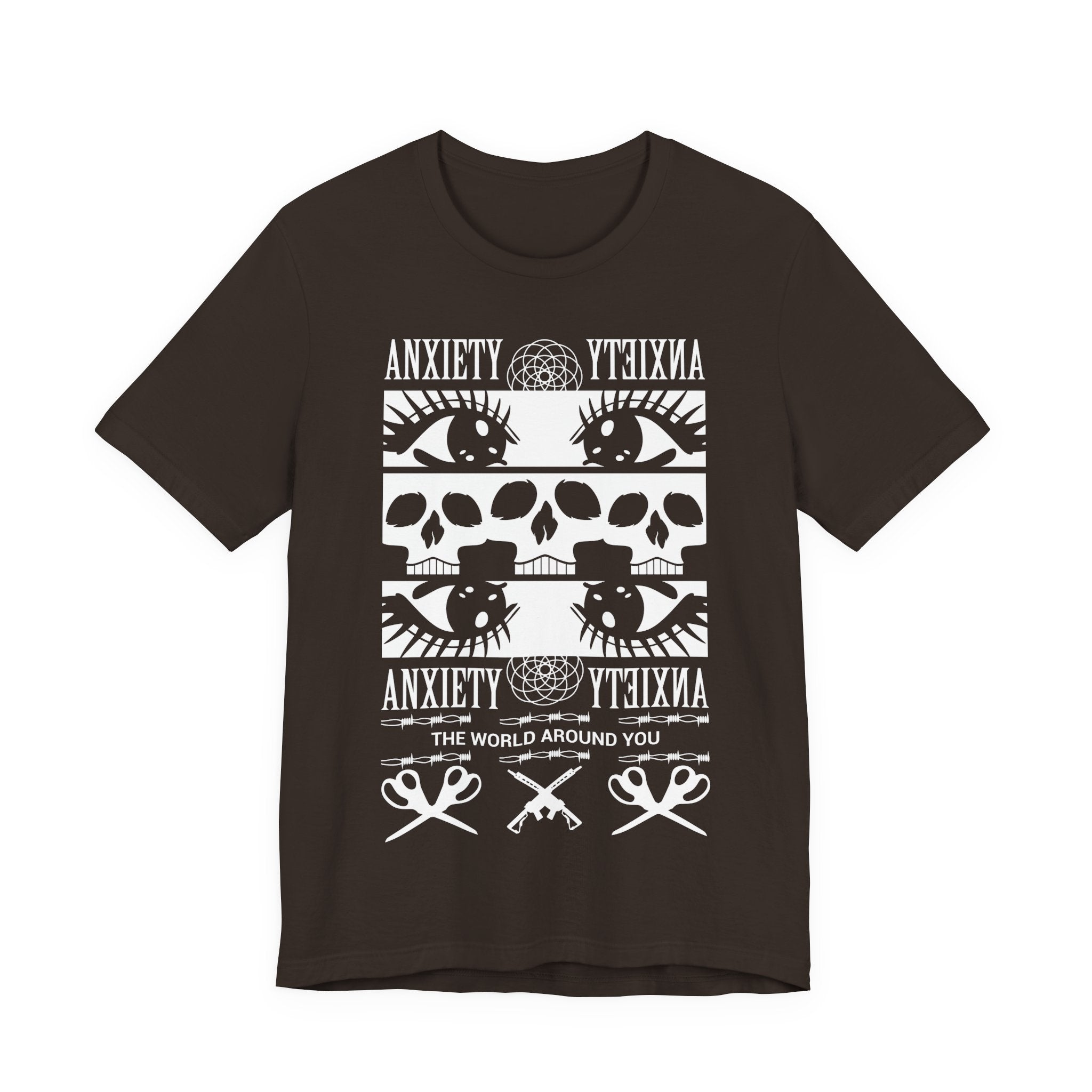 Anxiety Skull Graphic Tee — Goth Mental Health Awareness T-Shirt