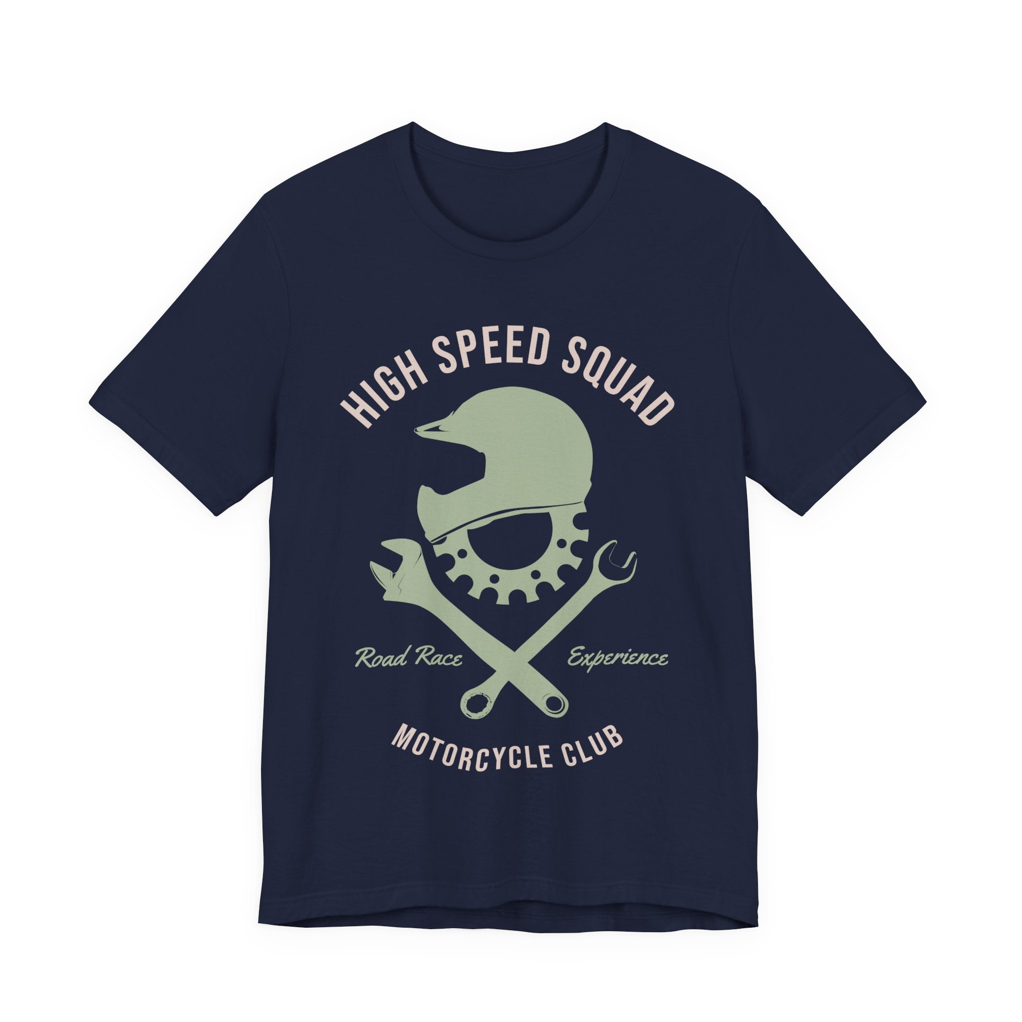 Motorcycle Club T‑Shirt — "High Speed Squad" Helmet & Wrench Vintage Racing Tee