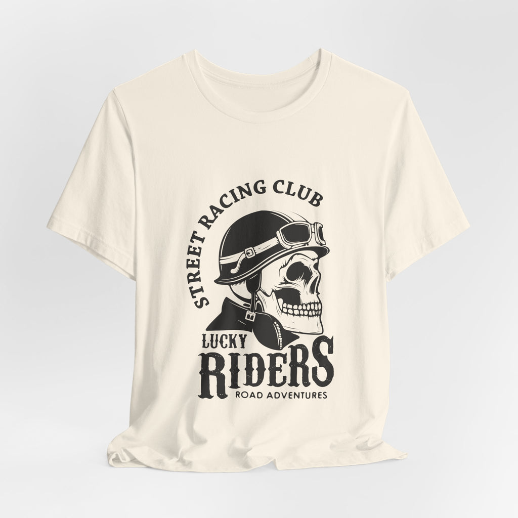 Riders Skull Tee — "Lucky Riders" Street Racing Club Motorcycle T‑Shirt