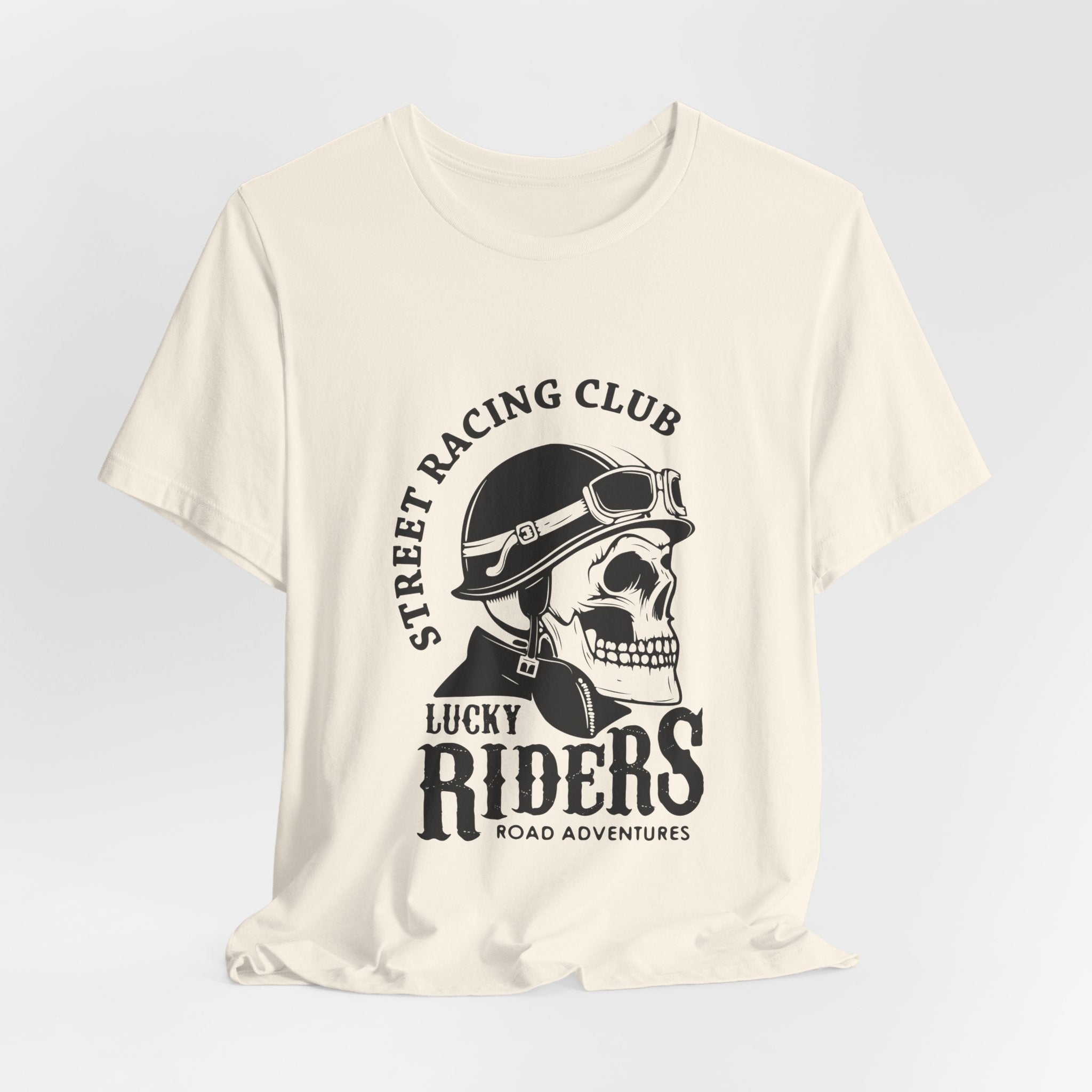 Riders Skull Tee — "Lucky Riders" Street Racing Club Motorcycle T‑Shirt