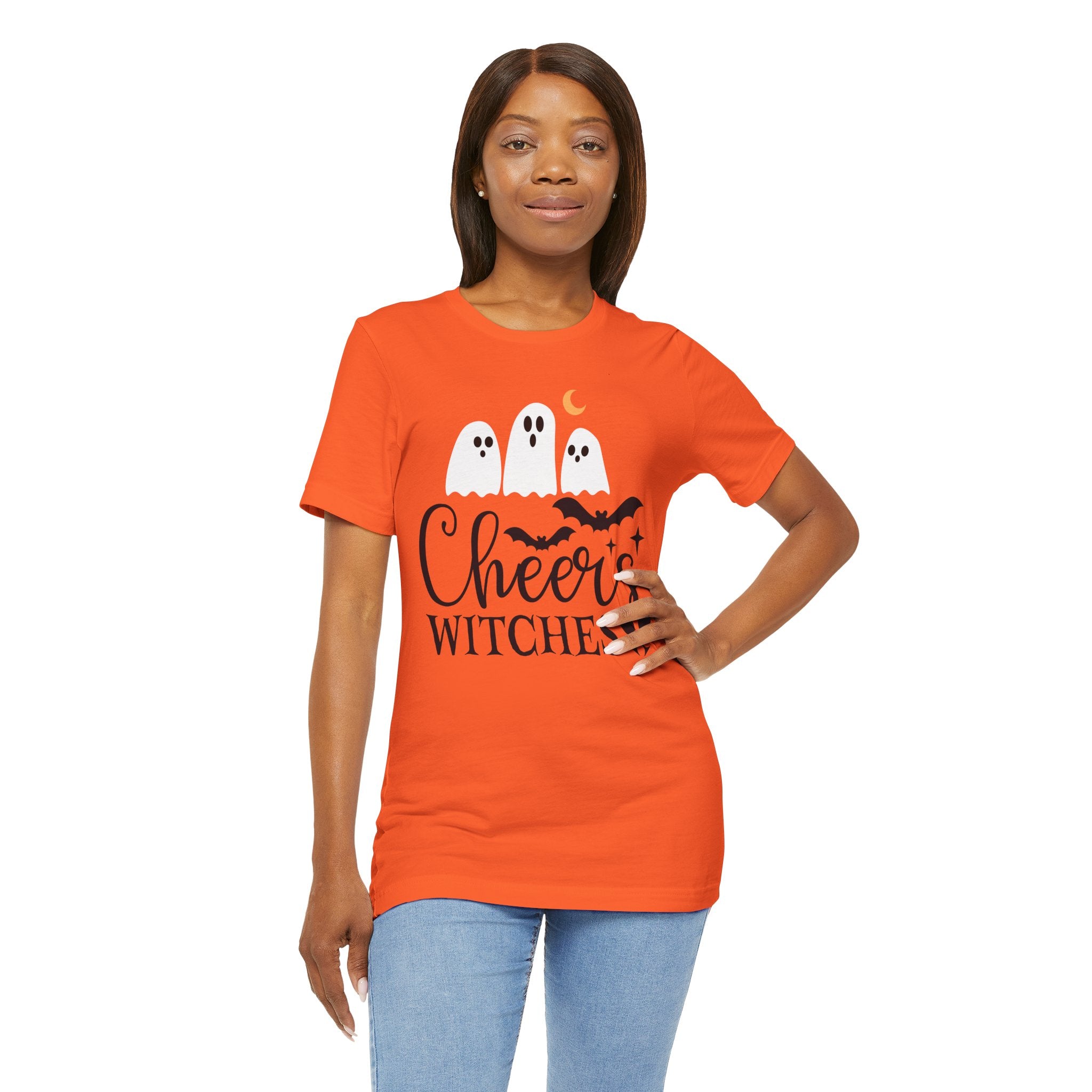 Cheers Witches Halloween Tee — Cute Ghosts, Bats & Party Slogan