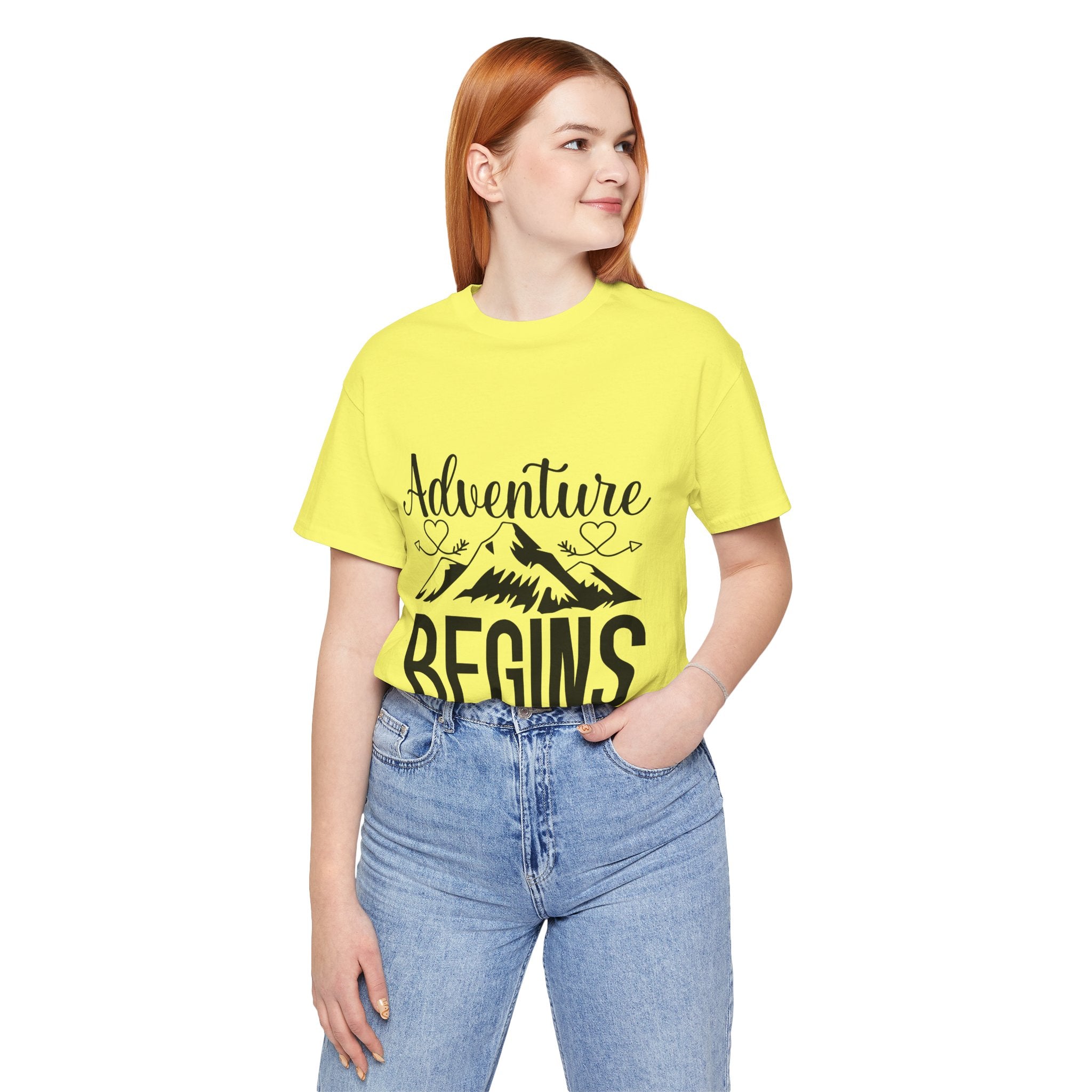 Adventure Begins Tee — Mountain Travel Graphic T-Shirt