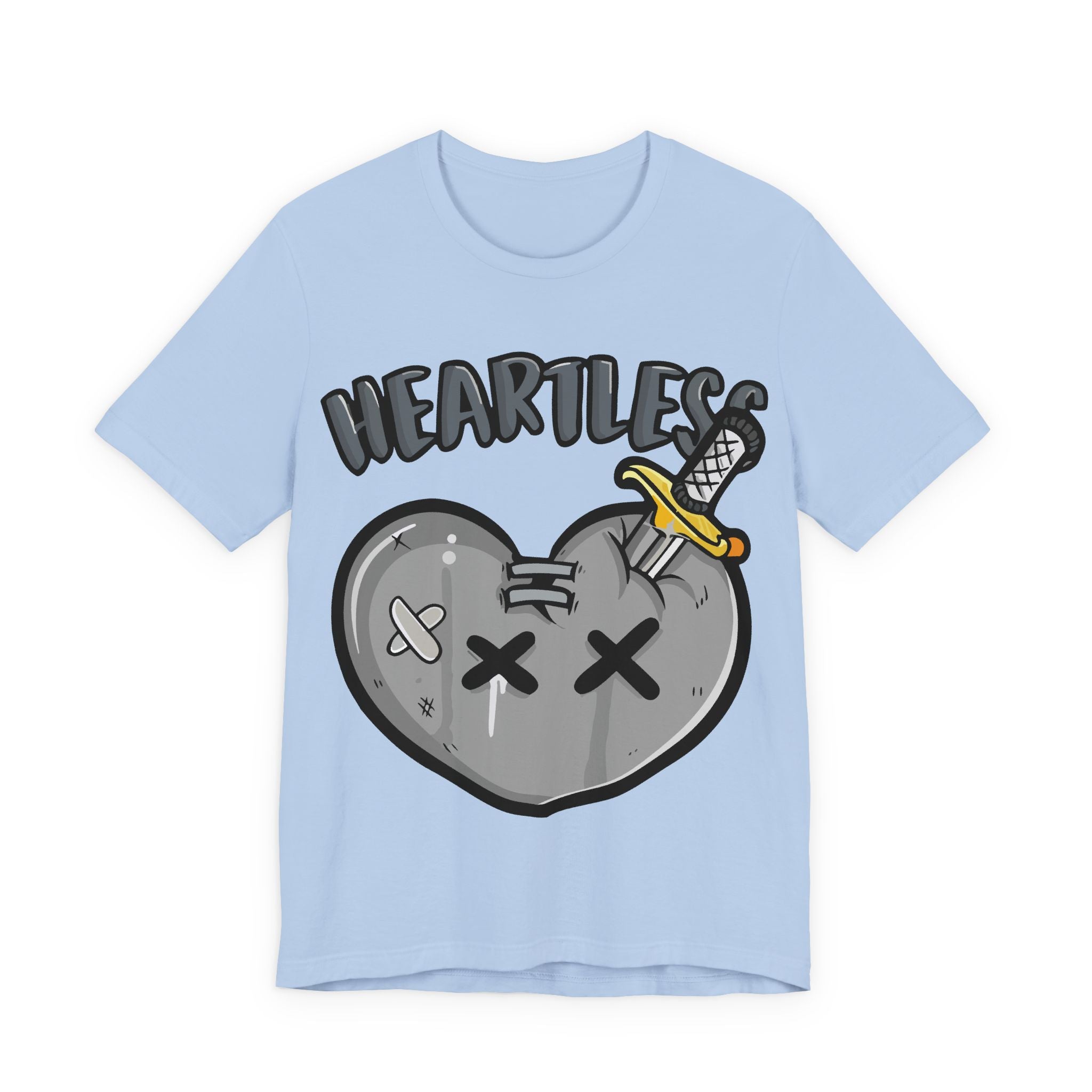 Heartless Tee — Grunge Cartoon Dagger-Pierced Heart Graphic Shirt
