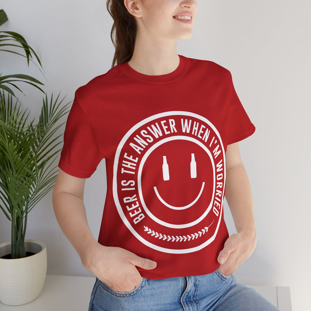Beer Is The Answer T-Shirt — Funny Smiley Beer Graphic Tee