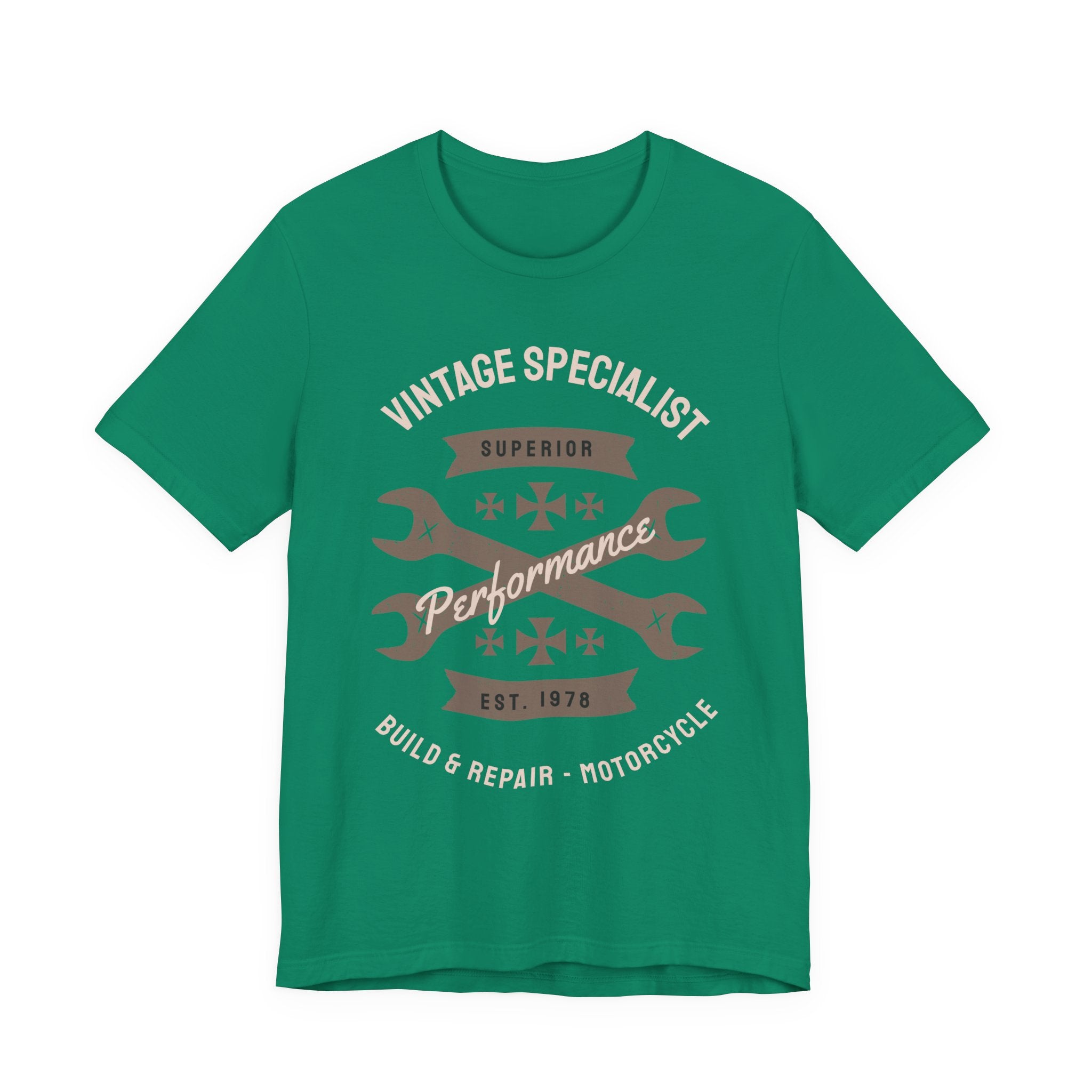 Vintage Motorcycle Mechanic Tee — "Vintage Specialist Performance"
