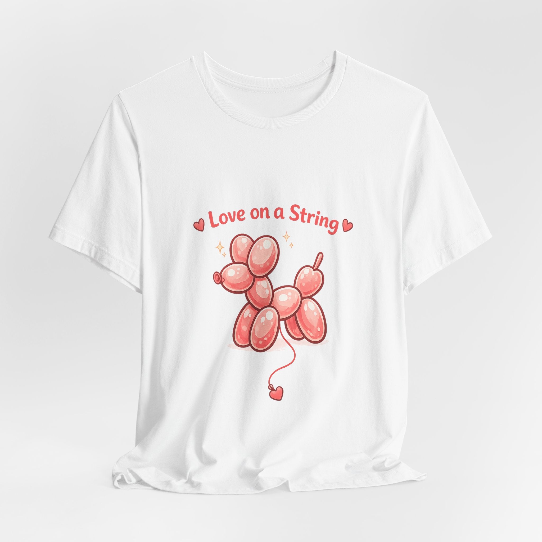 T-Shirt — "Love on a String" Pink Balloon Dog Valentine Tee
