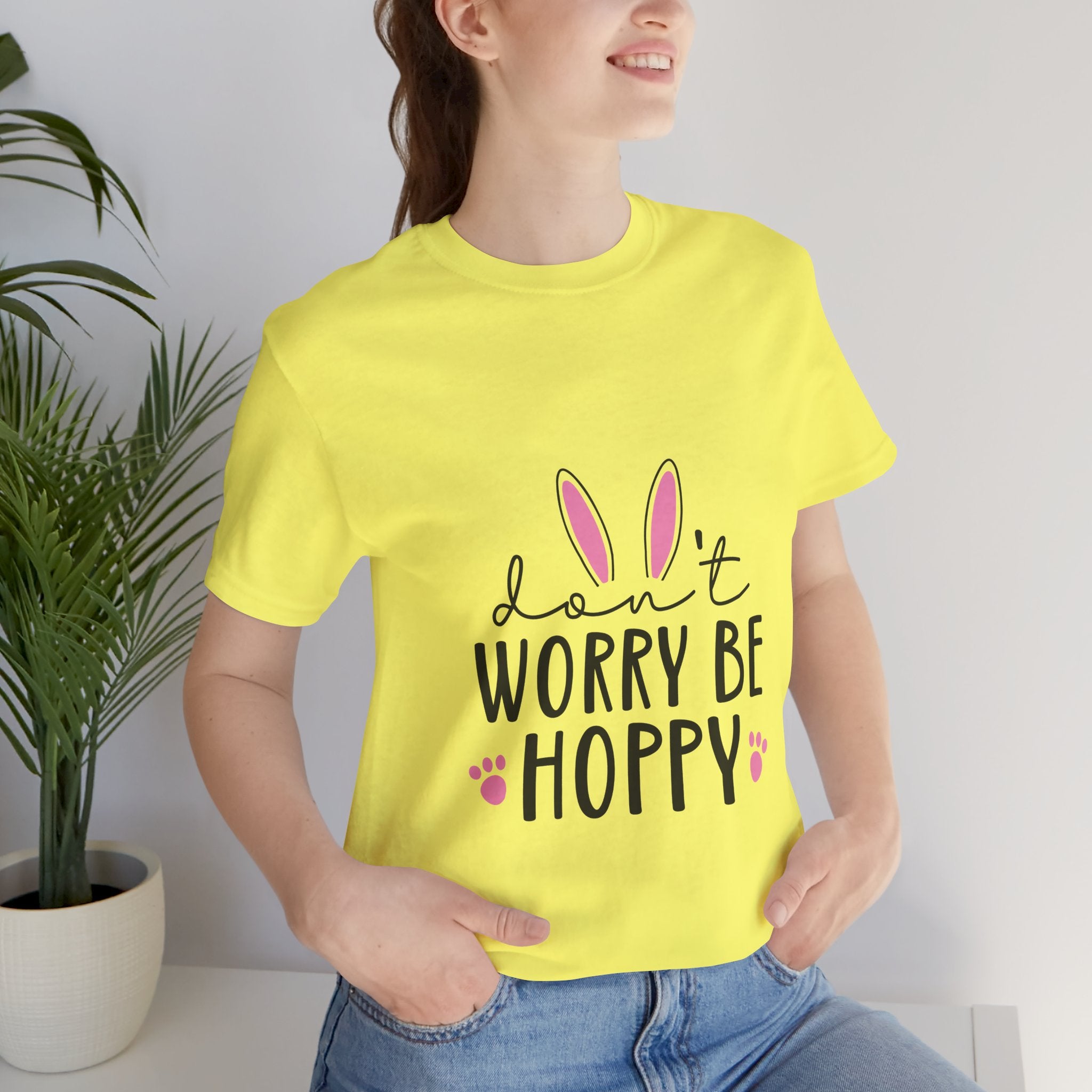 Don’t Worry Be Hoppy Bunny T-Shirt — Cute Easter Graphic Tee