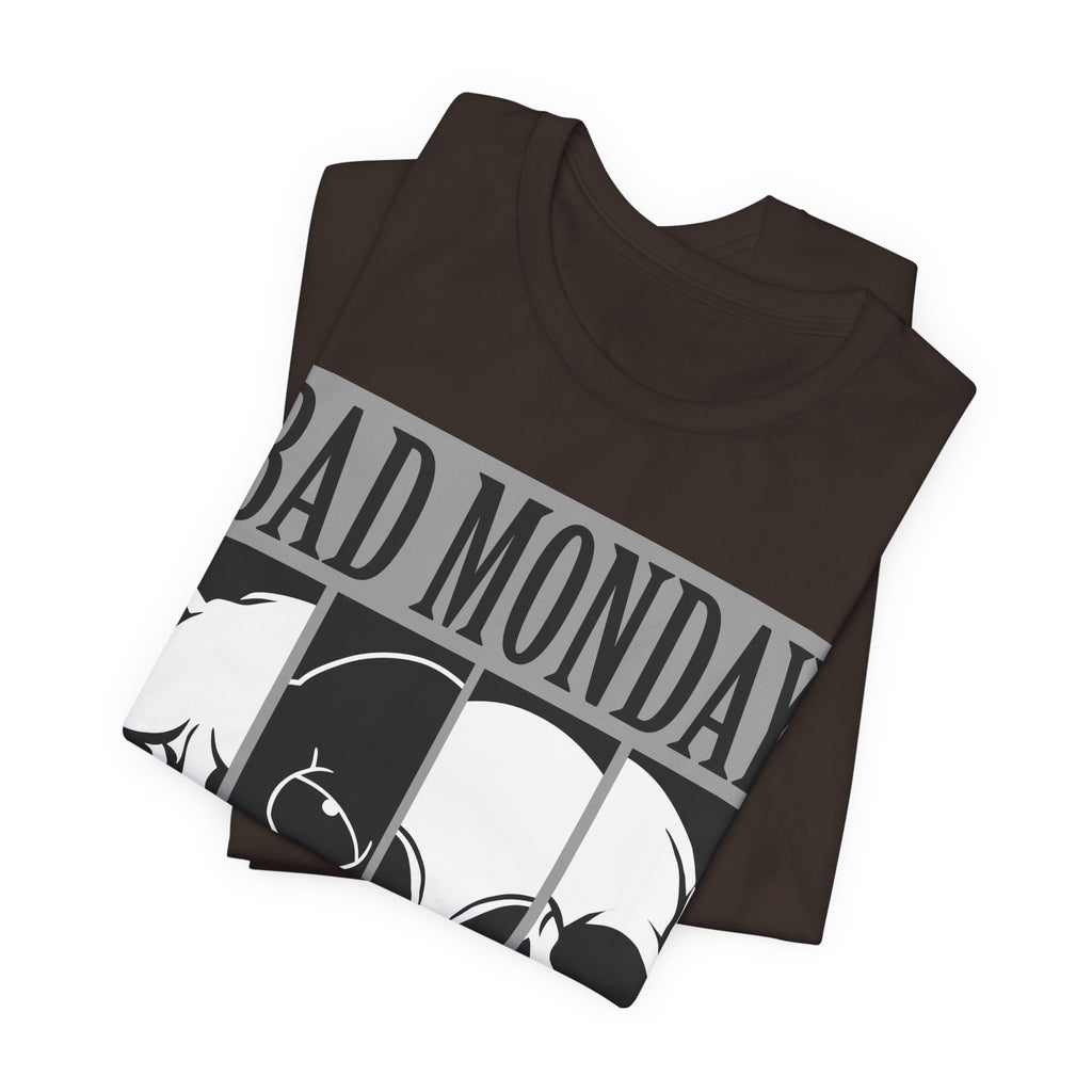 Bad Monday Skull Tee — Gothic Graphic T-Shirt with 'Good Product for Good People' Slogan