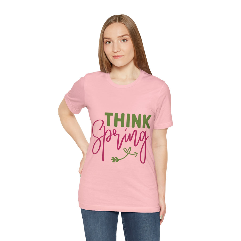 Think Spring T-Shirt — Floral Script Springtime Tee