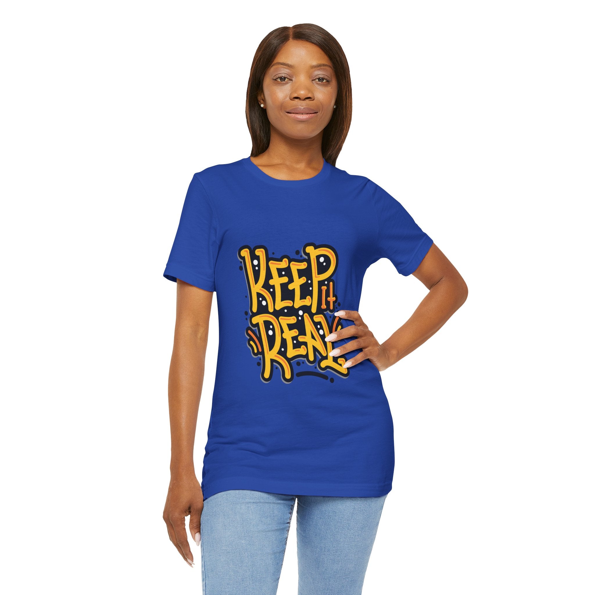 Keep It Real T-Shirt — Retro Yellow Hand-Lettered Graphic Tee