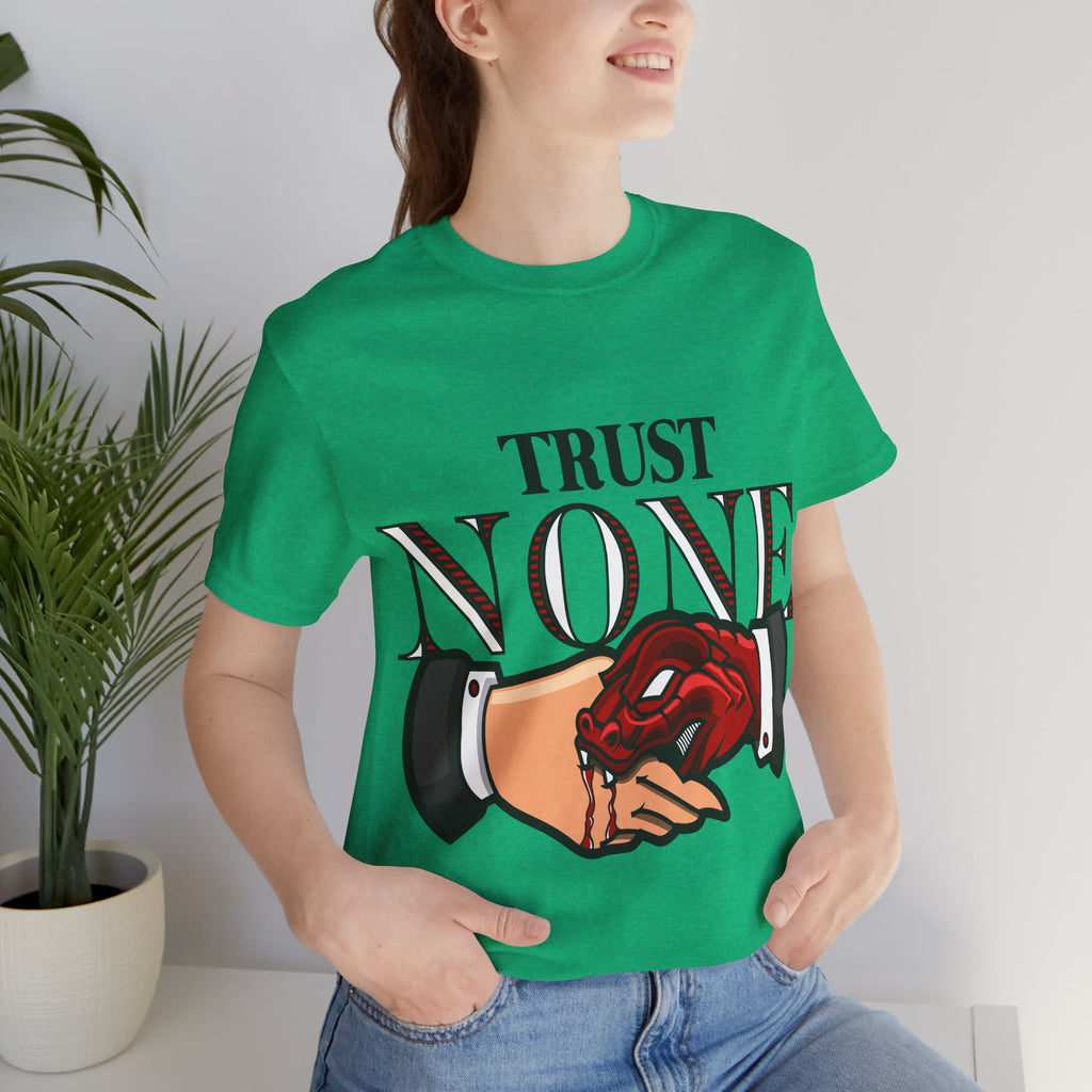 Trust None T-Shirt — Graphic Rose & Handshake Tee