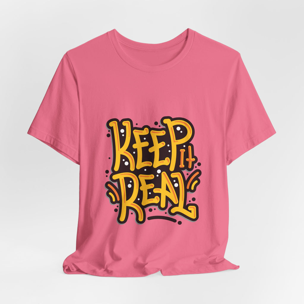 Keep It Real T-Shirt — Retro Yellow Hand-Lettered Graphic Tee