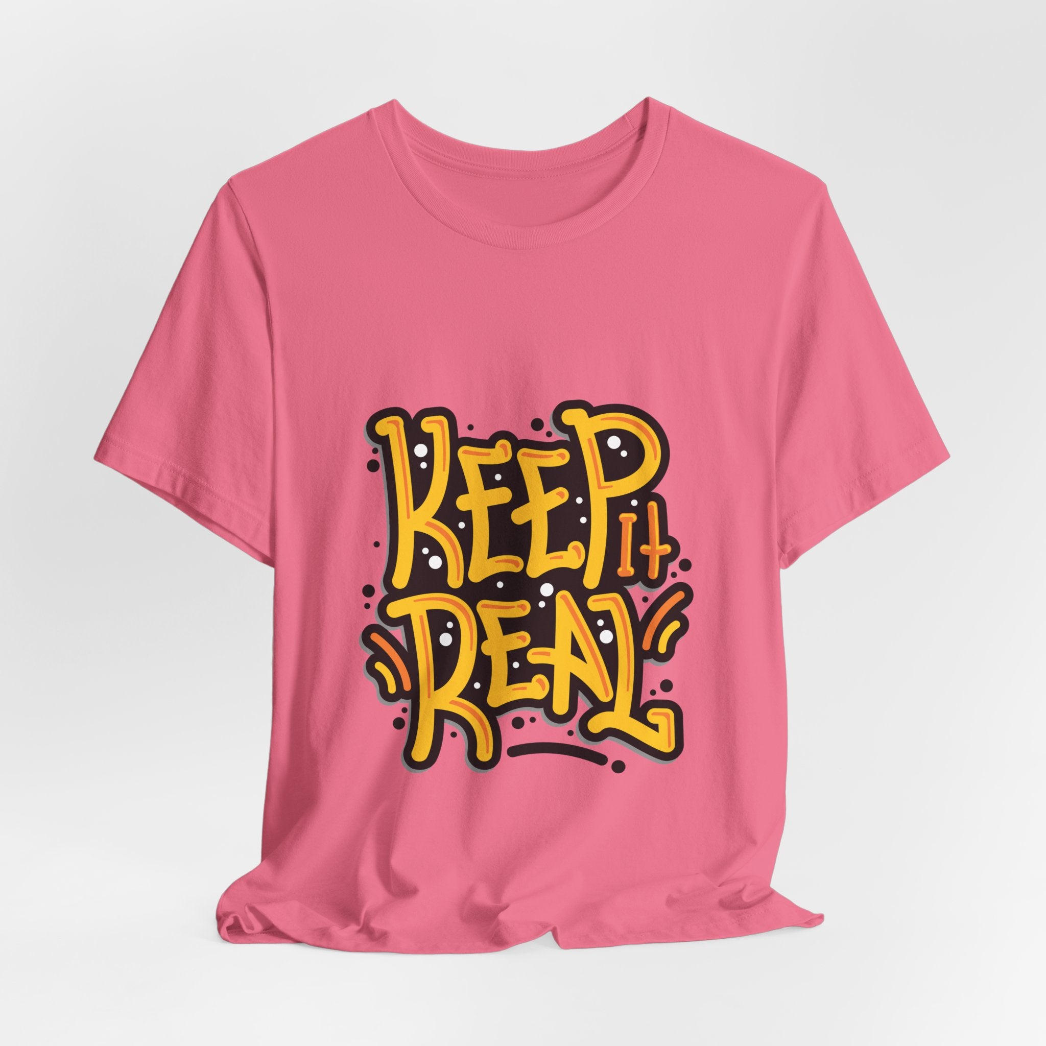 Keep It Real T-Shirt — Retro Yellow Hand-Lettered Graphic Tee