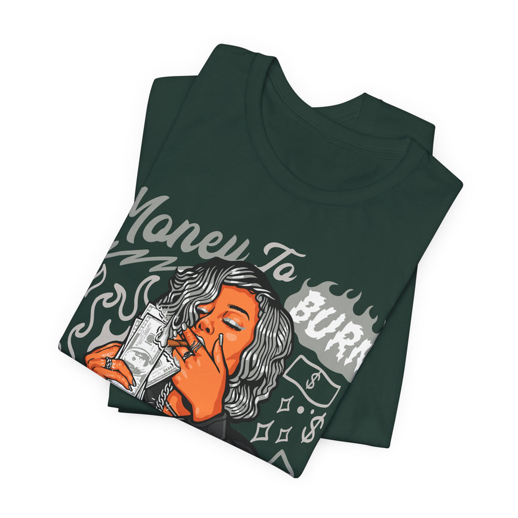 Money to Burn Graphic Tee — Women Smoking Cash Streetwear T-Shirt