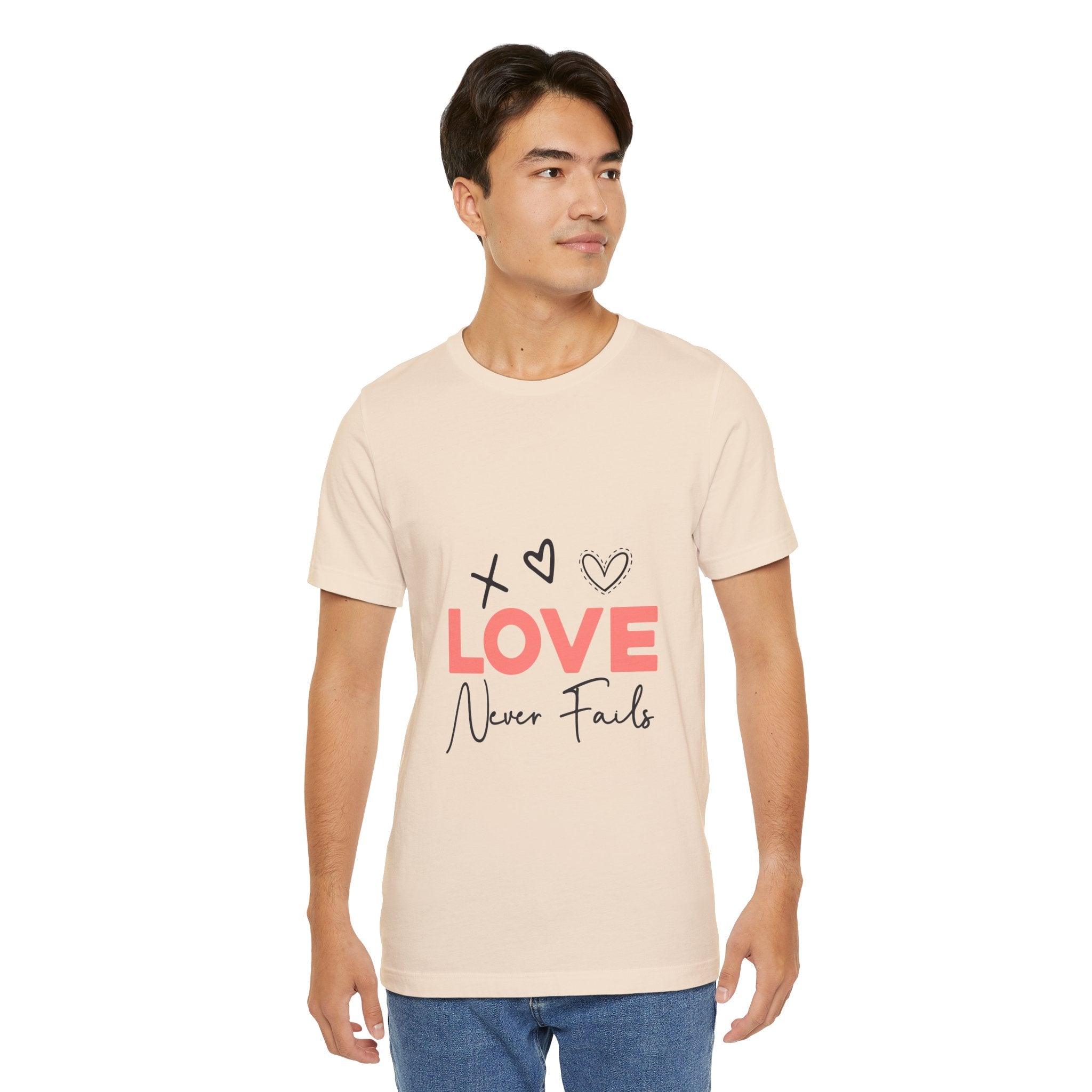 Love Never Fails T-Shirt – Inspirational Heart Graphic Tee