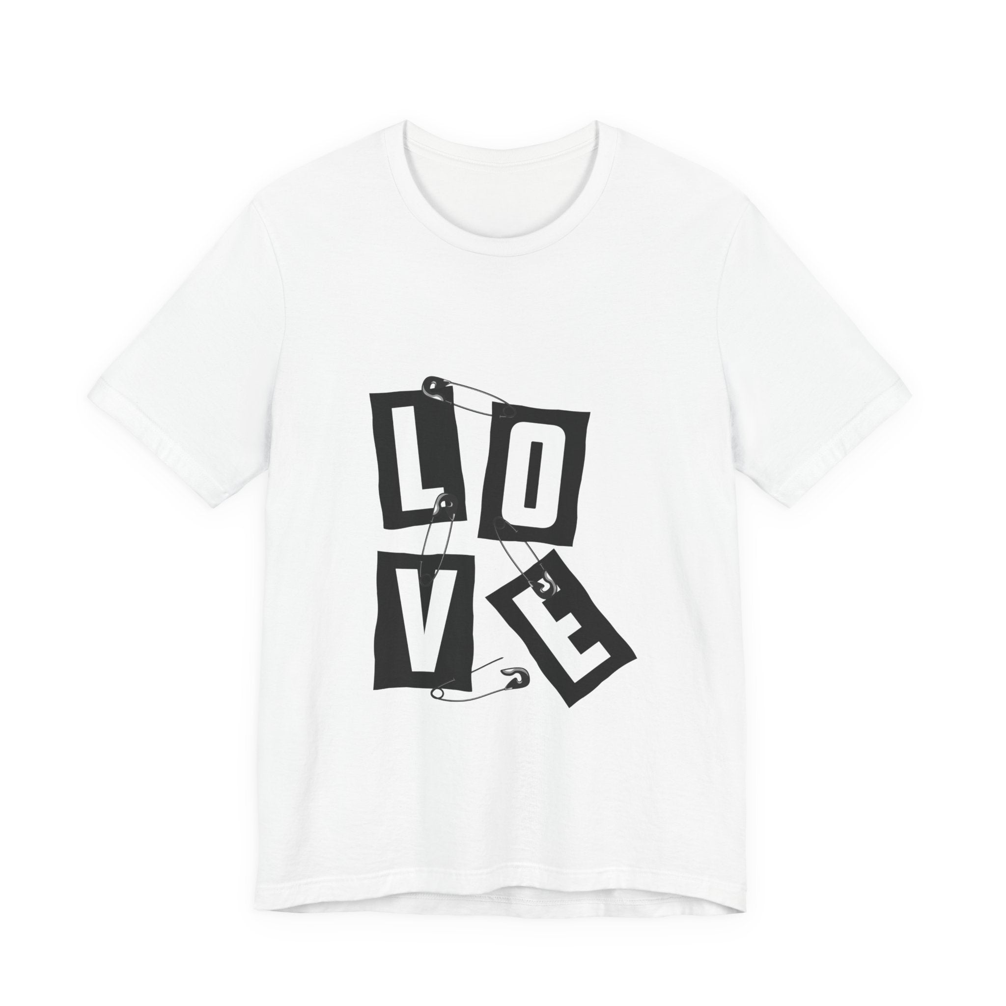 LOVE Safety Pin Graphic Tee — Punk Rock Vintage Valentine T‑Shirt