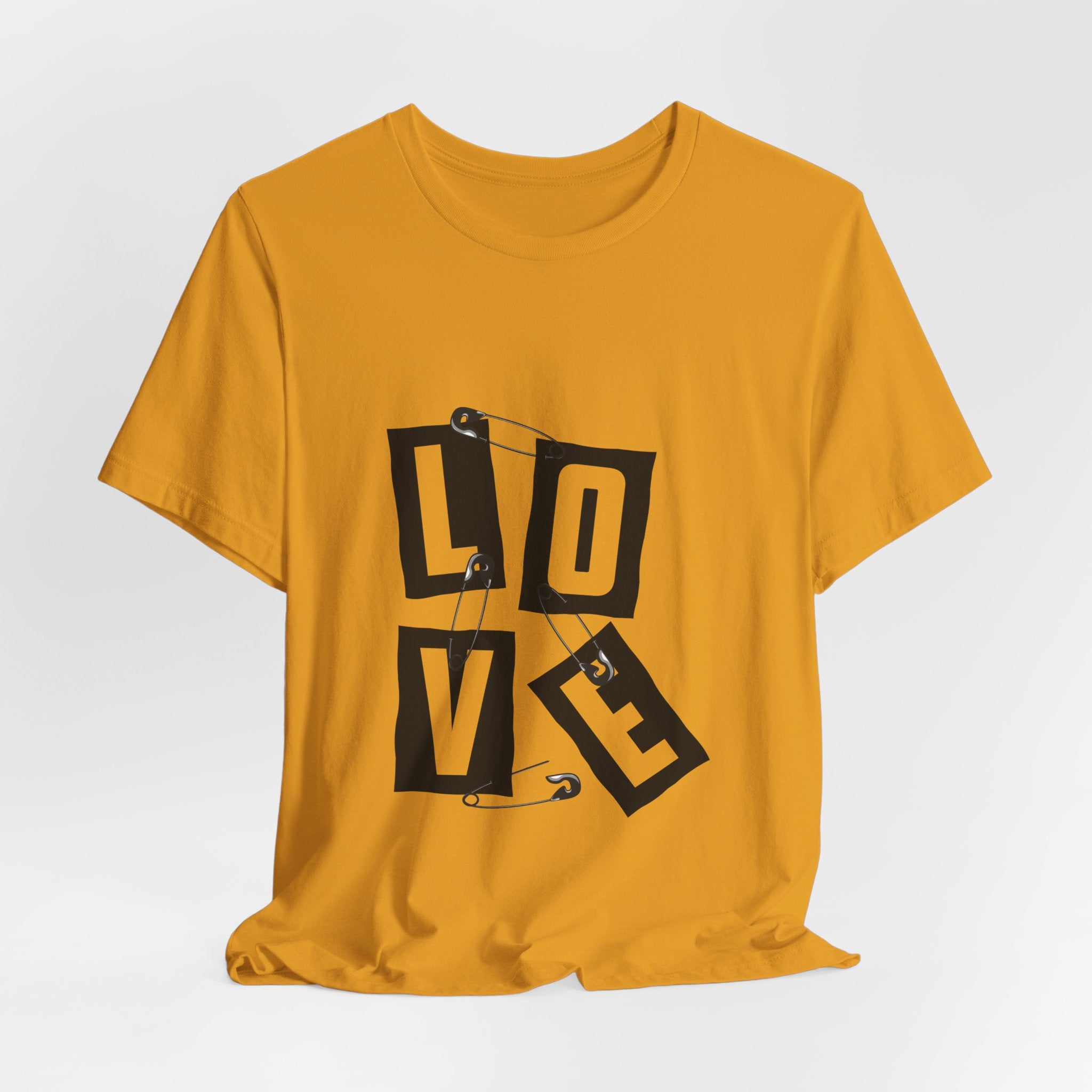 LOVE Safety Pin Graphic Tee — Punk Rock Vintage Valentine T‑Shirt
