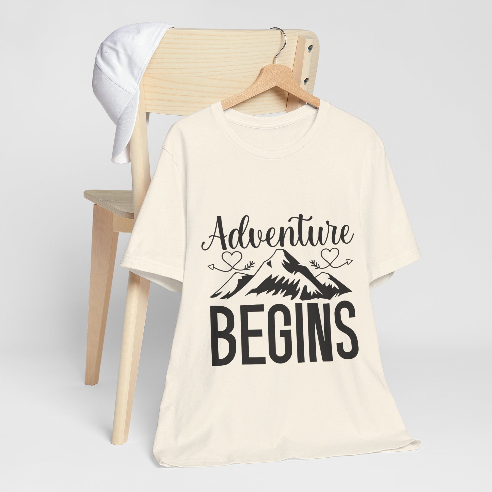 Adventure Begins Tee — Mountain Travel Graphic T-Shirt