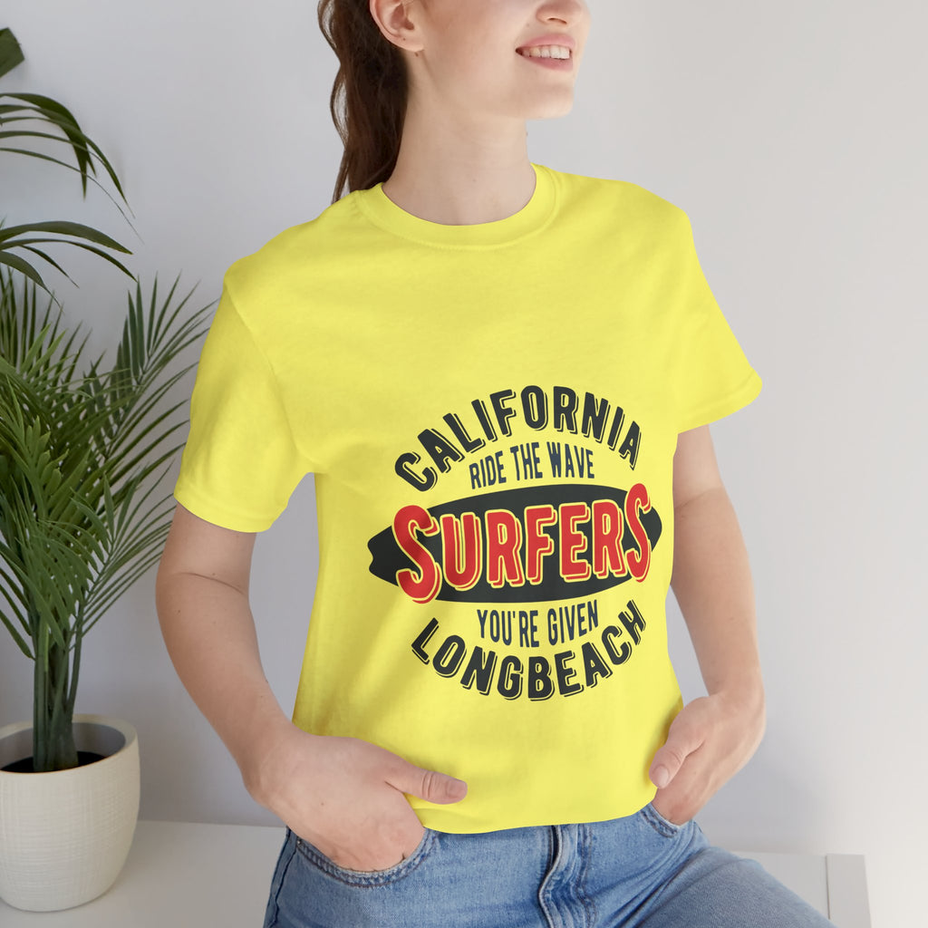 California Surfers Long Beach Tee — "Ride the Wave" Short Sleeve Shirt