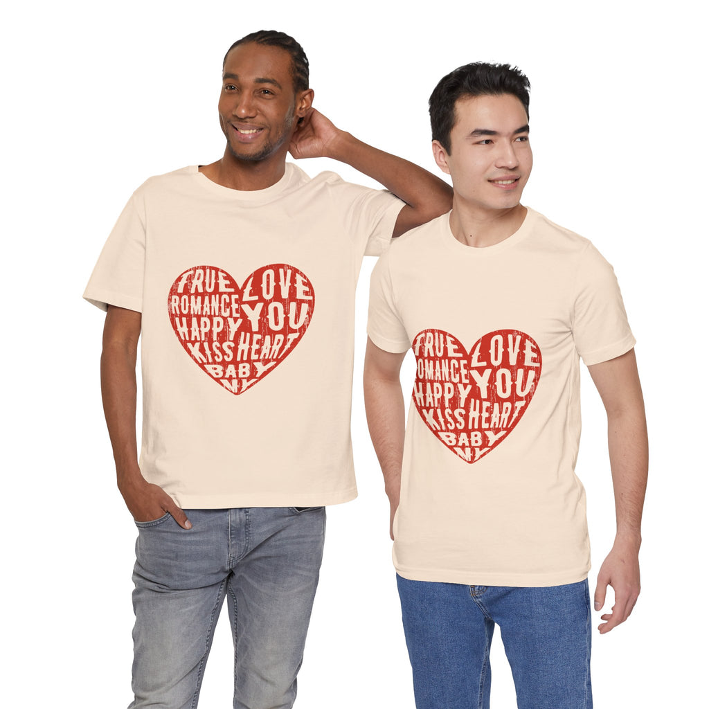 Heart Word Art Tee - Love You Romance Valentine T-Shirt