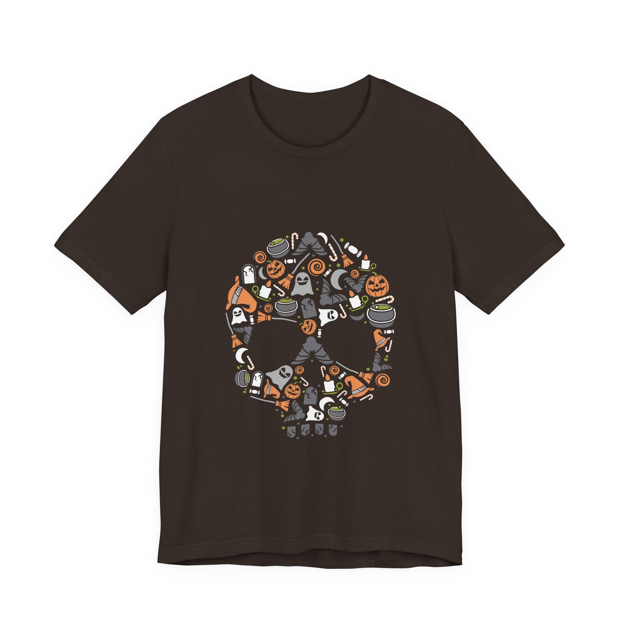 Halloween Skull Tee — Cute Spooky Candy & Pumpkin Graphic T-Shirt
