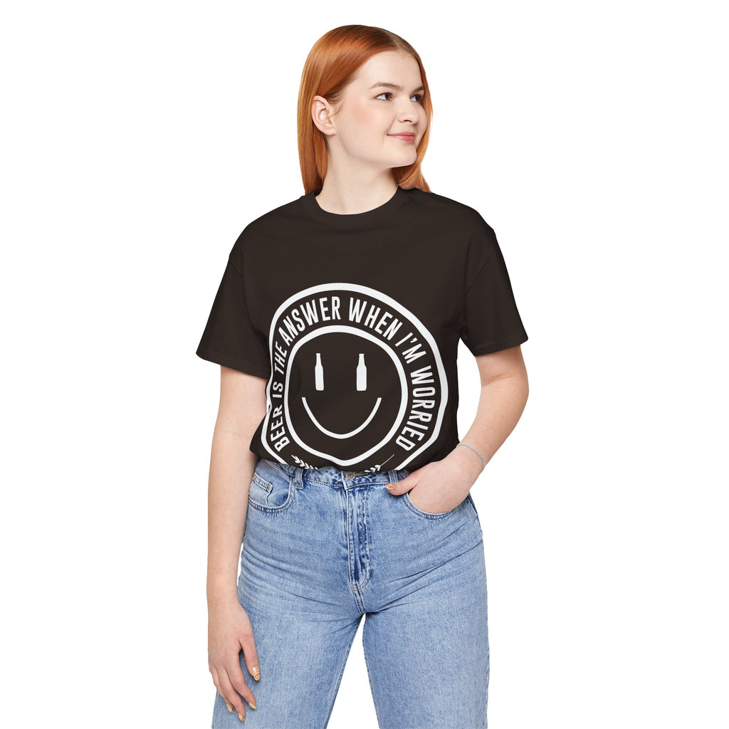 Beer Is The Answer T-Shirt — Funny Smiley Beer Graphic Tee