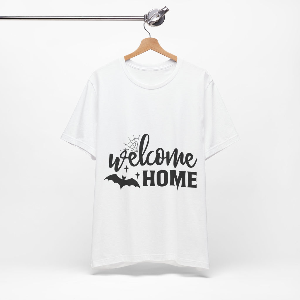 Welcome Home Halloween T-Shirt — Bat & Spiderweb Spooky Tee