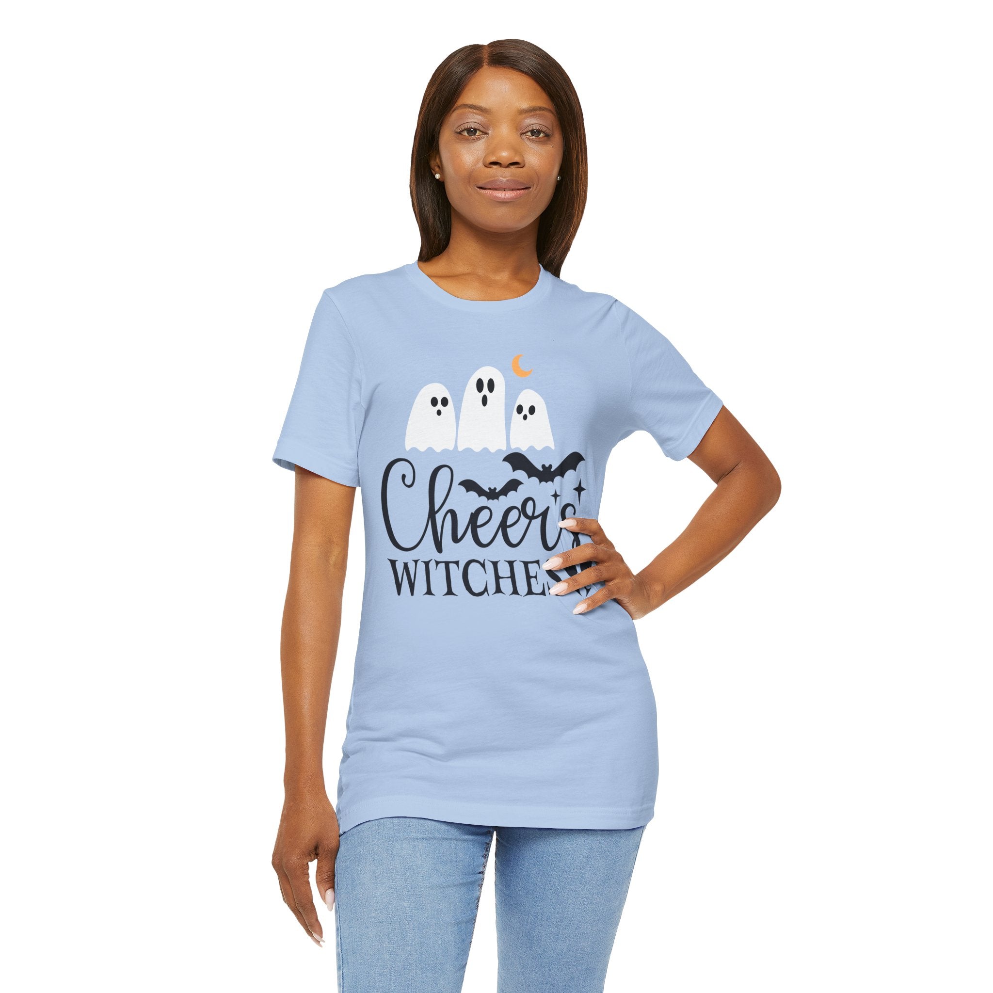 Cheers Witches Halloween Tee — Cute Ghosts, Bats & Party Slogan