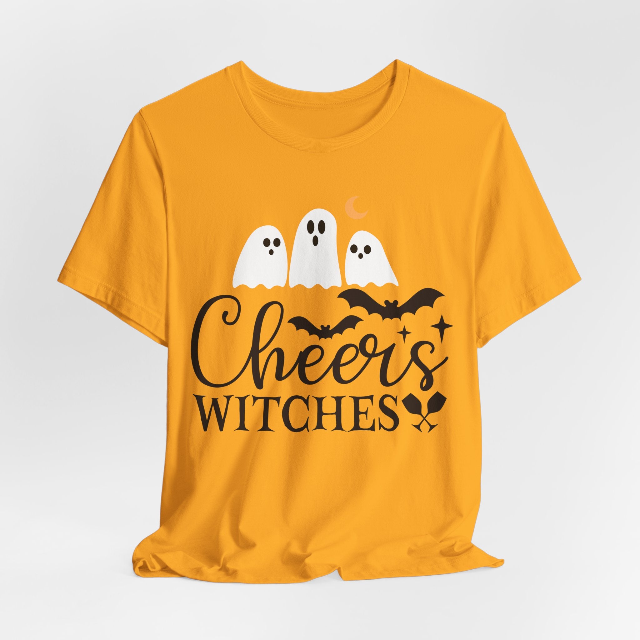 Cheers Witches Halloween Tee — Cute Ghosts, Bats & Party Slogan